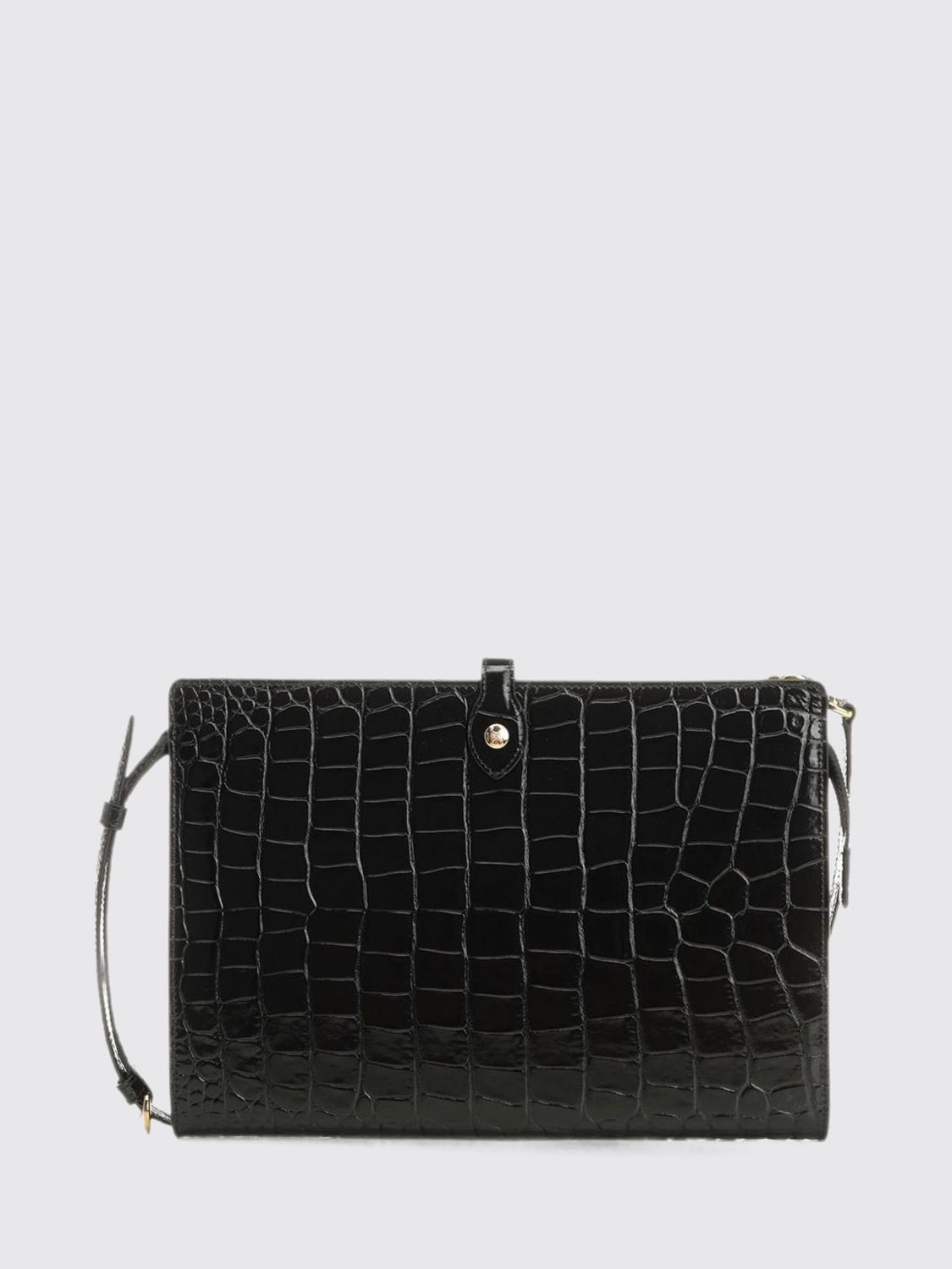 CELINE BANDOLERA: Bolso bandolera Notebook Celine de piel de becerro efecto cocodrilo con logo Triomphe, Negro - Img 1