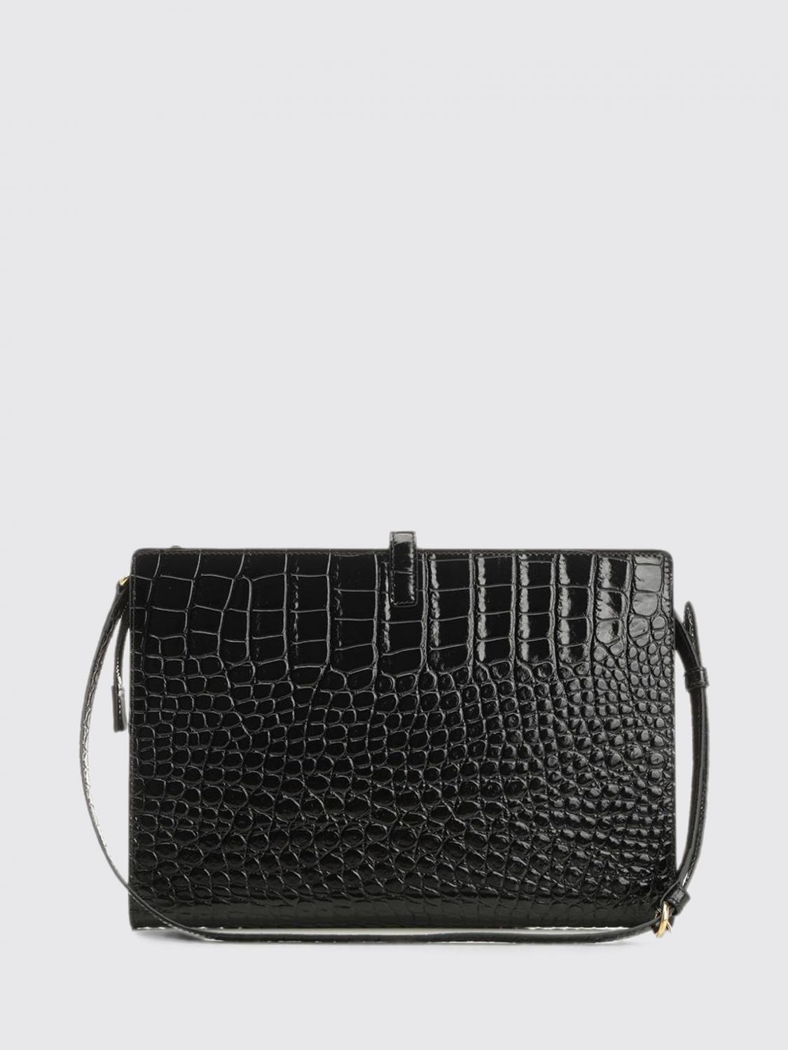 CELINE BANDOLERA: Bolso bandolera Notebook Celine de piel de becerro efecto cocodrilo con logo Triomphe, Negro - Img 2