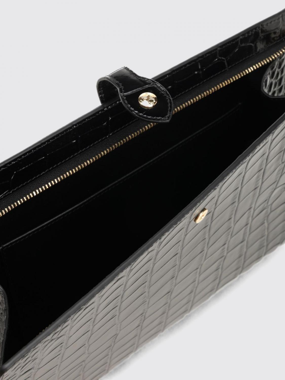 CELINE BANDOLERA: Bolso bandolera Notebook Celine de piel de becerro efecto cocodrilo con logo Triomphe, Negro - Img 4