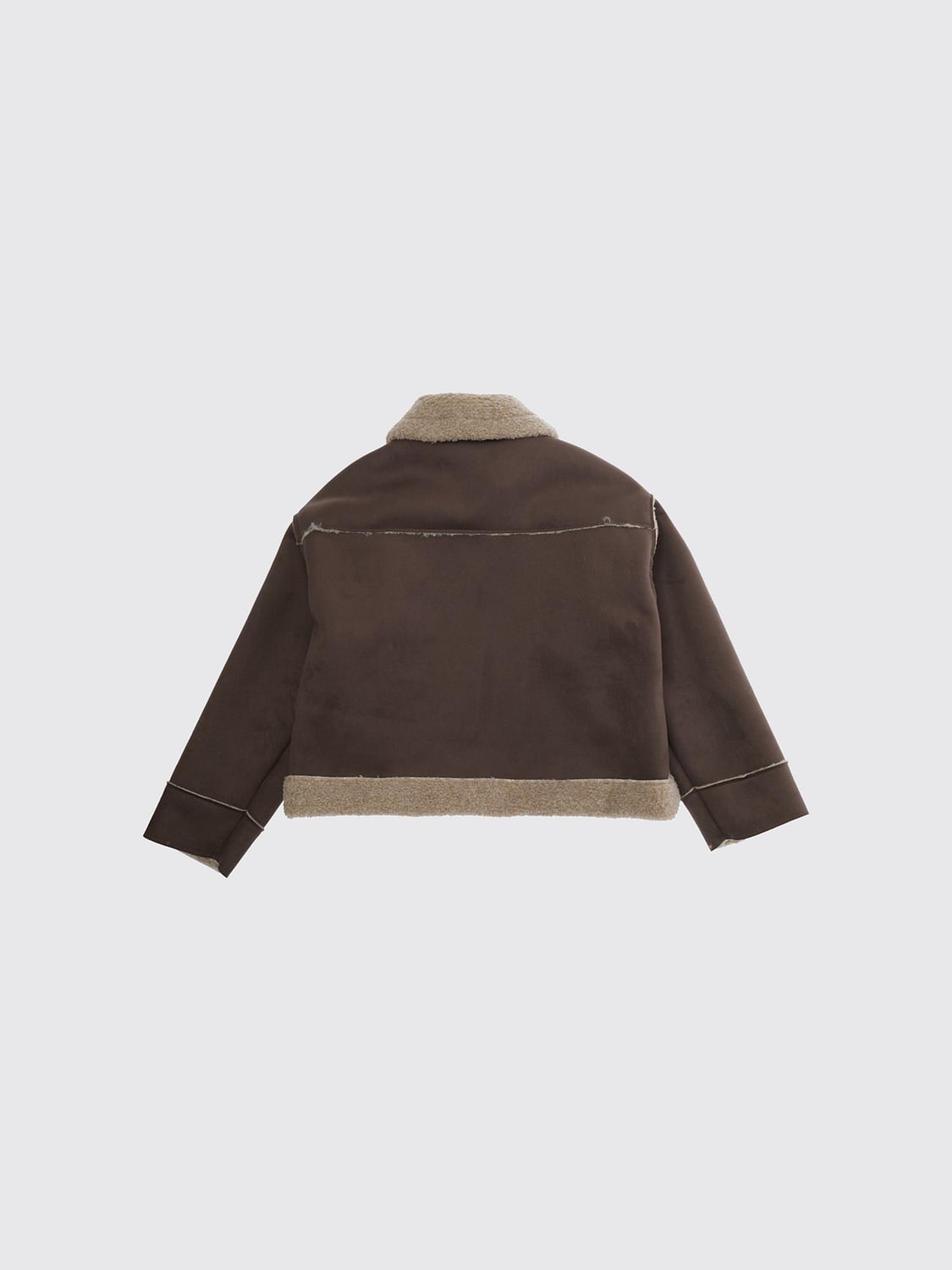 IL GUFO COAT: Il Gufo Boy's Faux Fur Coat with Front Zip Closure, Dark - Img 2