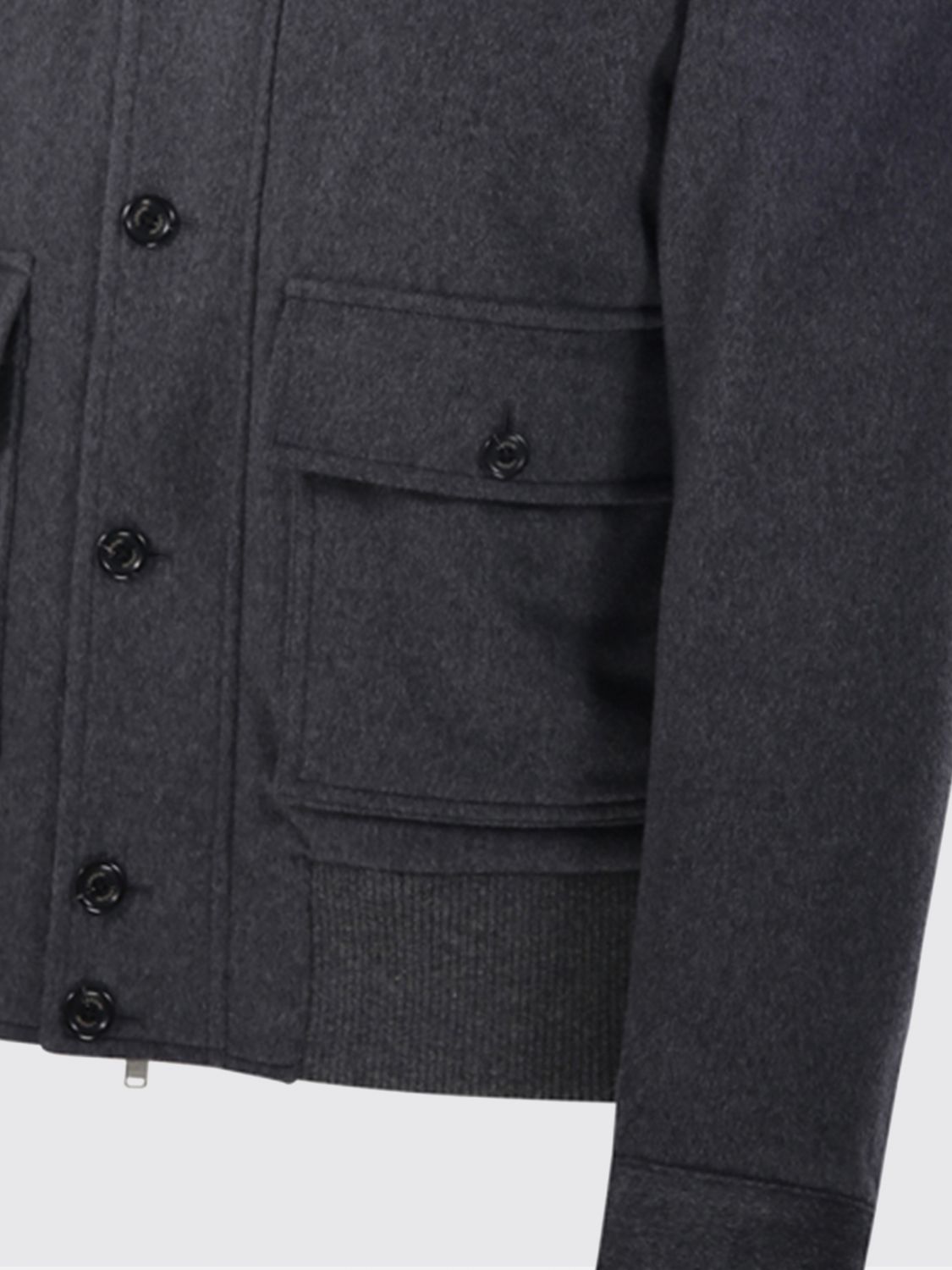 LARDINI JACKET: Wool and Cashmere Blend Bomber Jacket LARDINI with a High Collar, Grey - Img 4