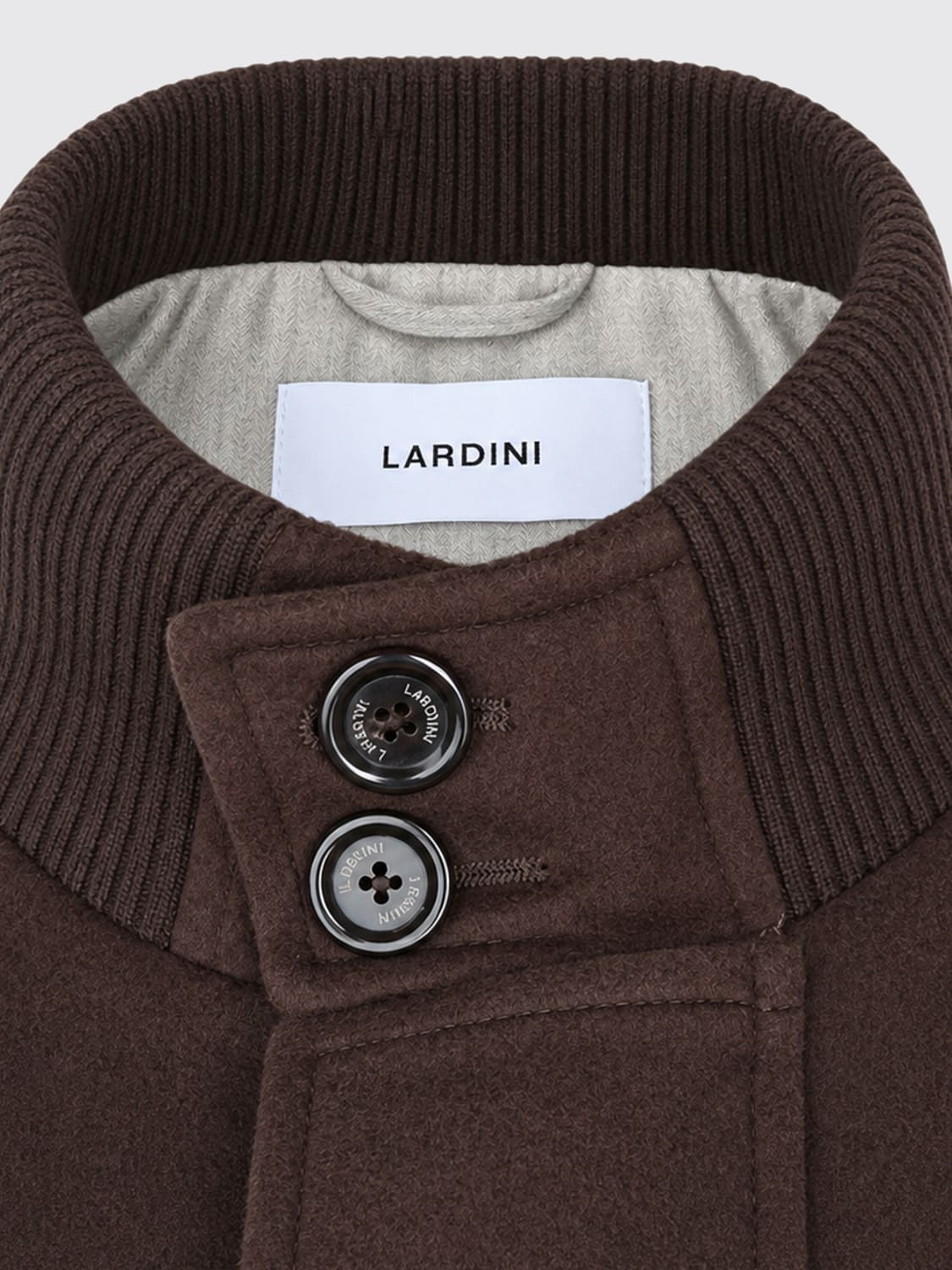 LARDINI JACKET: Wool and Cashmere Blend Bomber Jacket LARDINI with a High Collar, Dark - Img 4