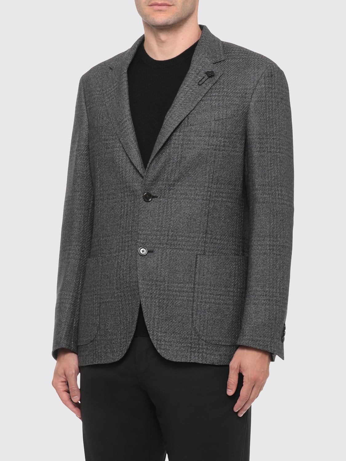 LARDINI JACKET: Lardini Single-Breasted Wool Blazer with Two-Button Closure and Patch Pockets, Grey - Img 1