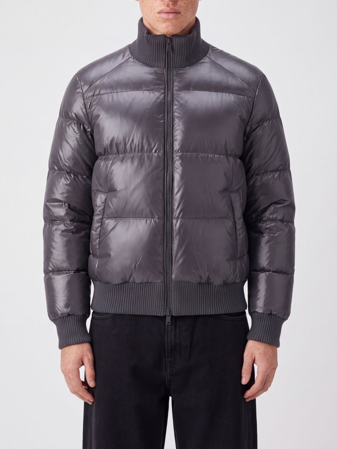 MOOSE KNUCKLES JACKET: Kings Padded Bomber Jacket Moose Knuckles in Recycled Nylon with Turtleneck, Green - Img 1