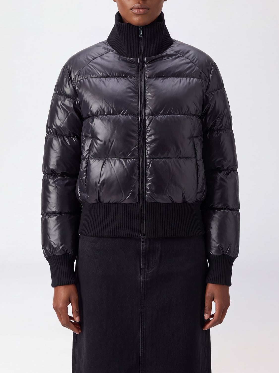 MOOSE KNUCKLES JACKET: Moose Knuckles Short Water-Repellent Nylon Down Jacket with Turtleneck Collar, Black - Img 1