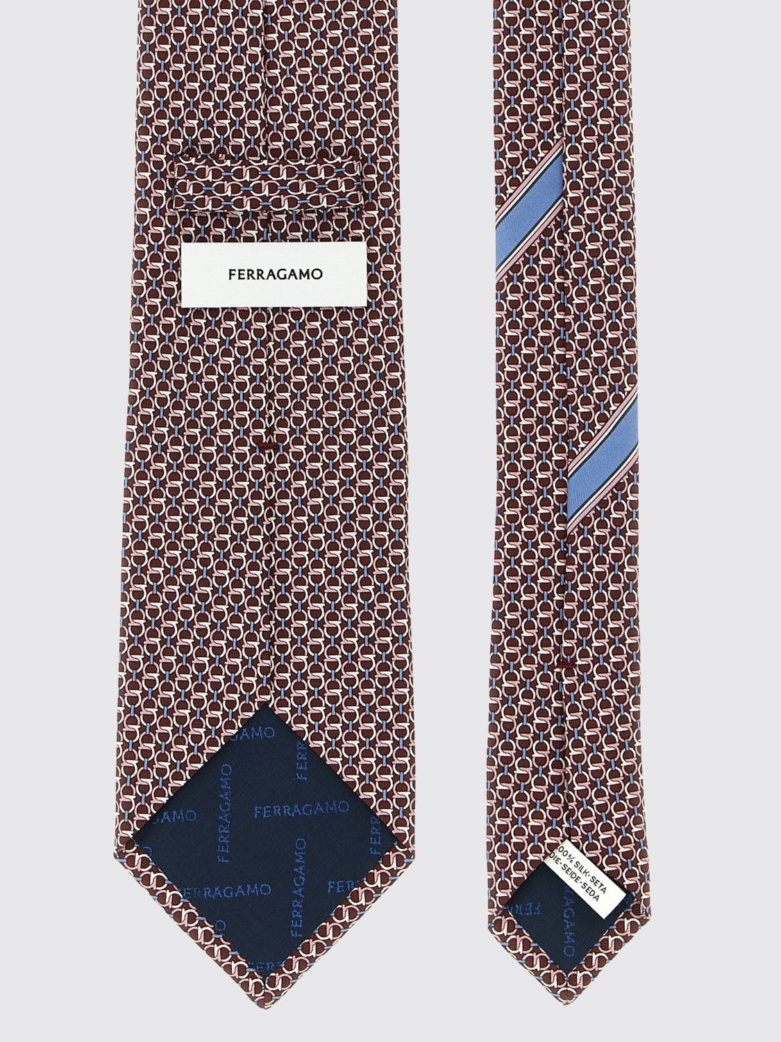 FERRAGAMO TIE: Tie men Ferragamo, Burgundy - Img 2