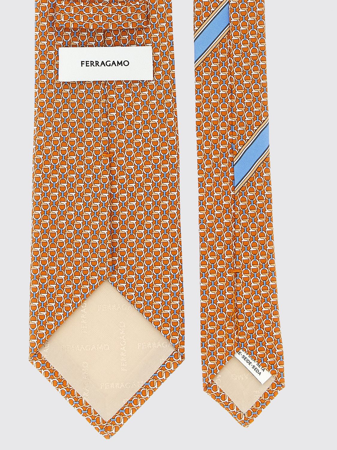 FERRAGAMO 领带: 领带 男士 Ferragamo, 橙色 - Img 2