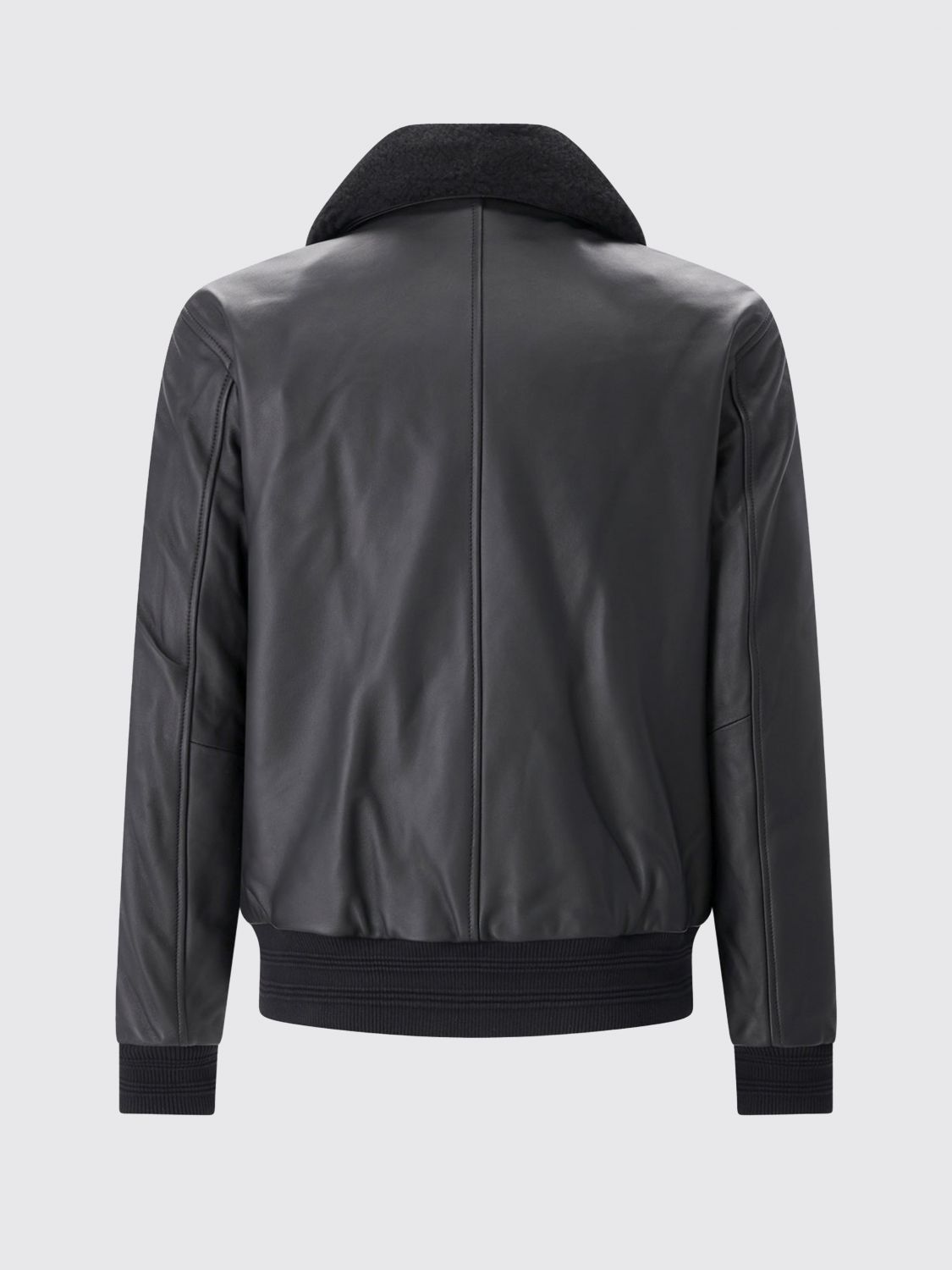 MOOSE KNUCKLES JACKET: Moose Knuckles Lamb Leather Bomber Jacket with Shearling Collar, Black 1 - Img 3