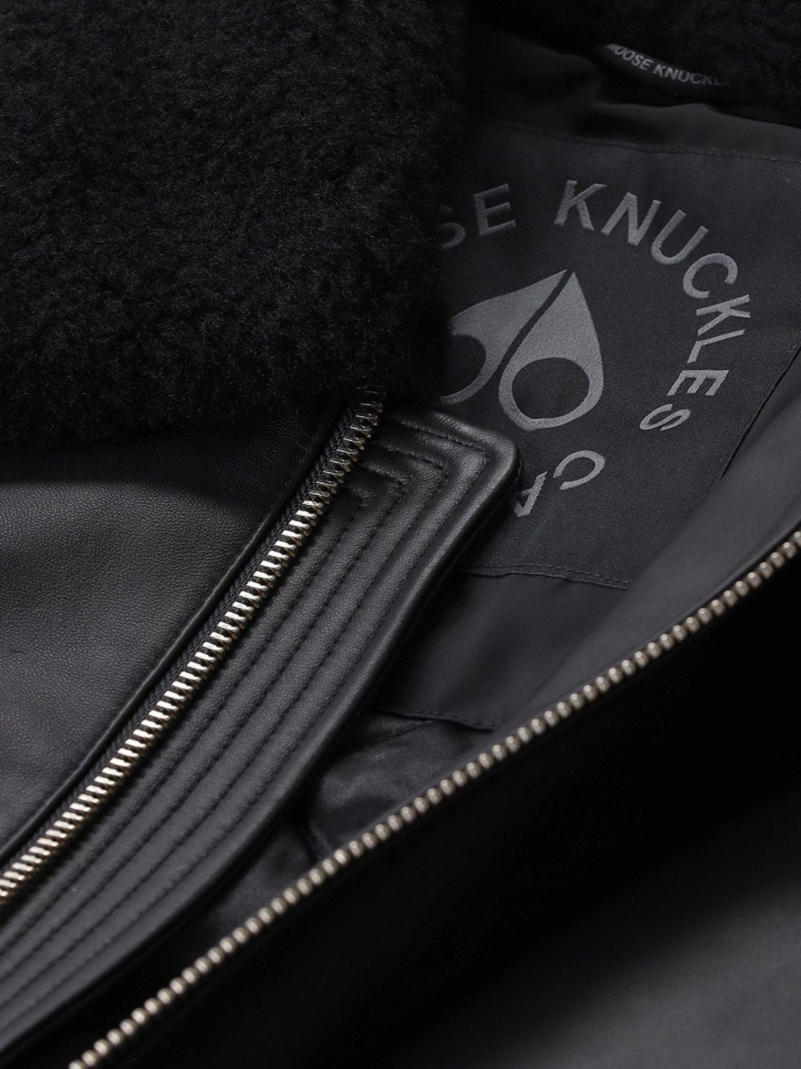 MOOSE KNUCKLES JACKET: Moose Knuckles Lamb Leather Bomber Jacket with Shearling Collar, Black 1 - Img 4