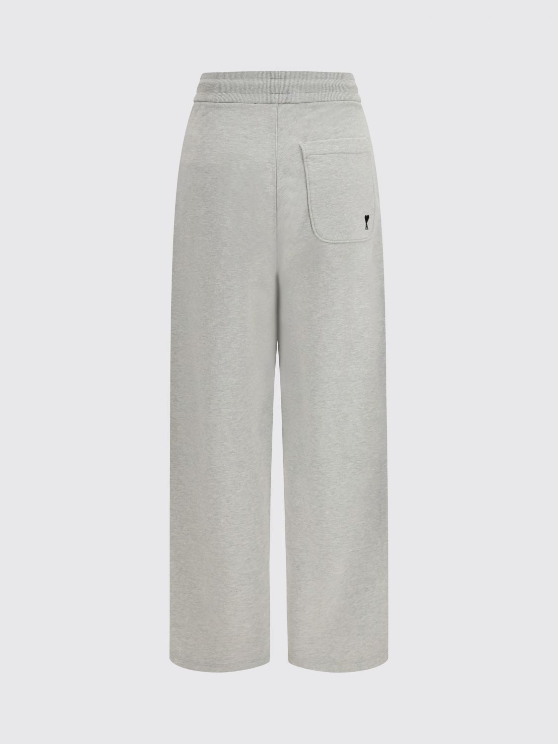 AMI PARIS PANTALONES: Pantalón de chándal ancho AMI PARIS de algodón con monograma bordado trasero, Gris - Img 3