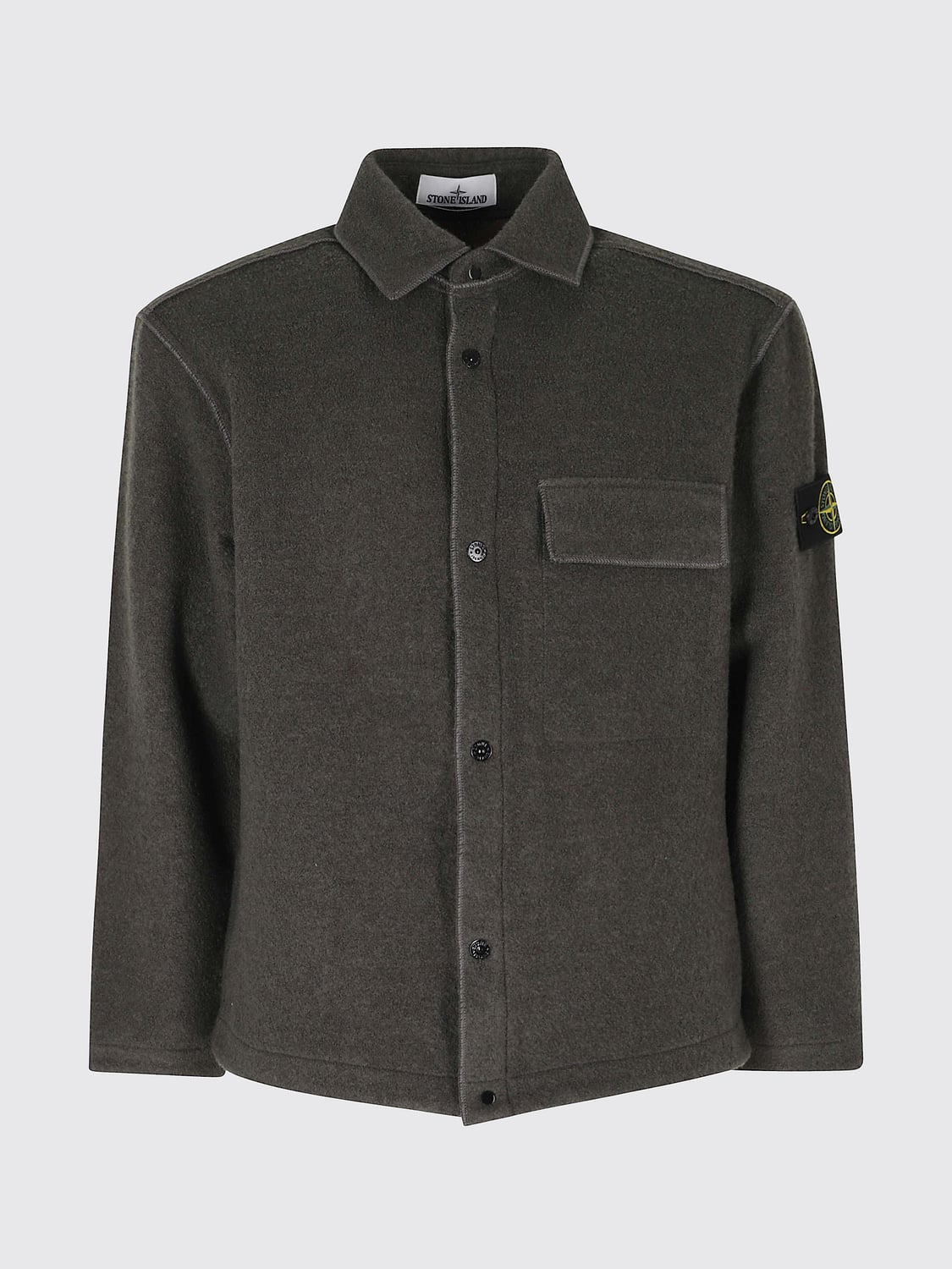 STONE ISLAND JACKE: Hemdjacke aus Wollmischung von Stone Island mit aufgesetzten Taschen und überschnittenen Schultern, Grün - Img 2