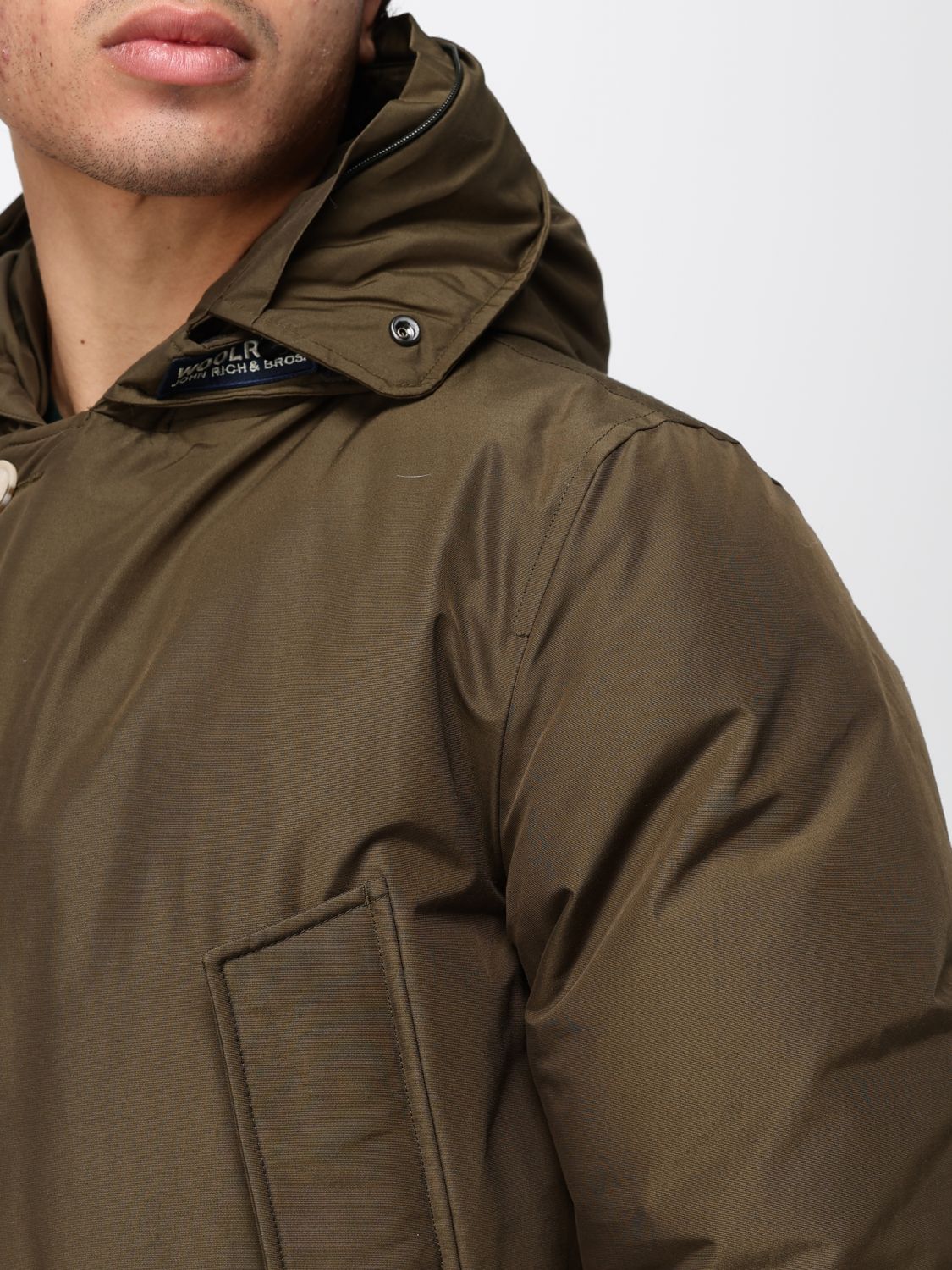 WOOLRICH 코트: WOOLRICH Arctic 테크니컬 패브릭 시어링 후드 파카, 그린 - Img 4