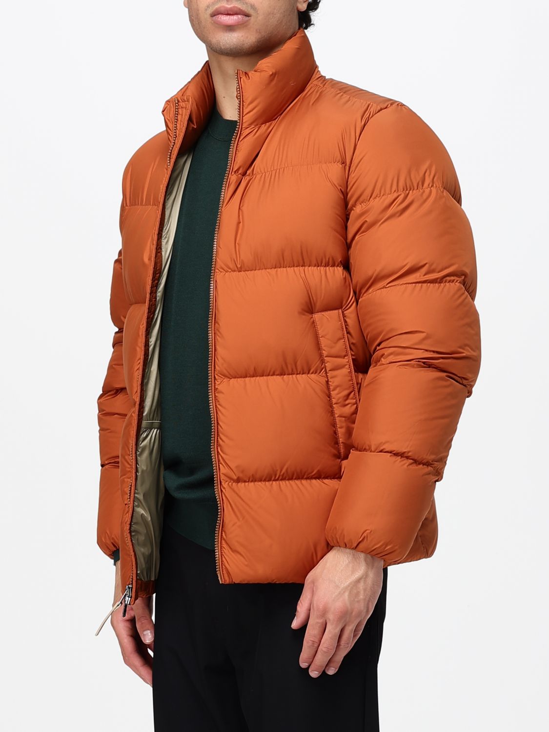 WOOLRICH JACKET: Woolrich Quilted Nylon Down Jacket with High Neck and Zip Closure, Orange - Img 3