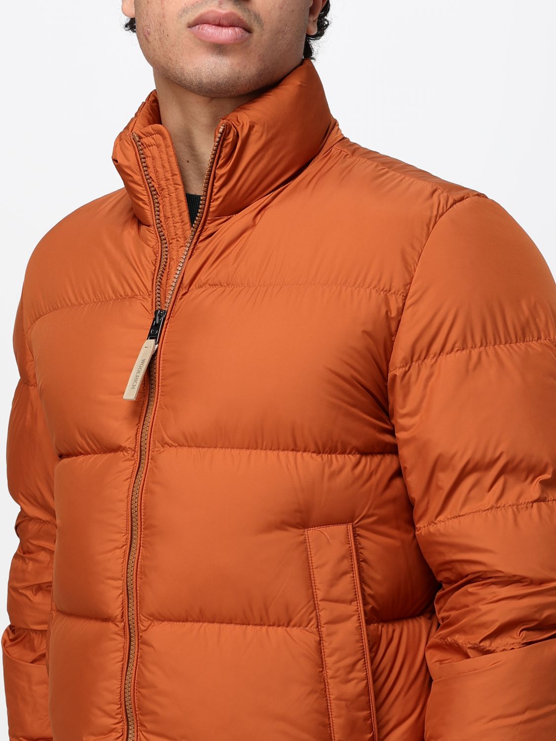 WOOLRICH JACKET: Woolrich Quilted Nylon Down Jacket with High Neck and Zip Closure, Orange - Img 4