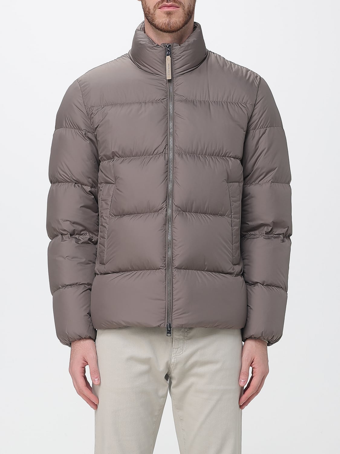 WOOLRICH ジャケット: WOOLRICH キルティングナイロン ダウンジャケット ハイネック&ジップクロージャー付き, ダブグレー - Img 1
