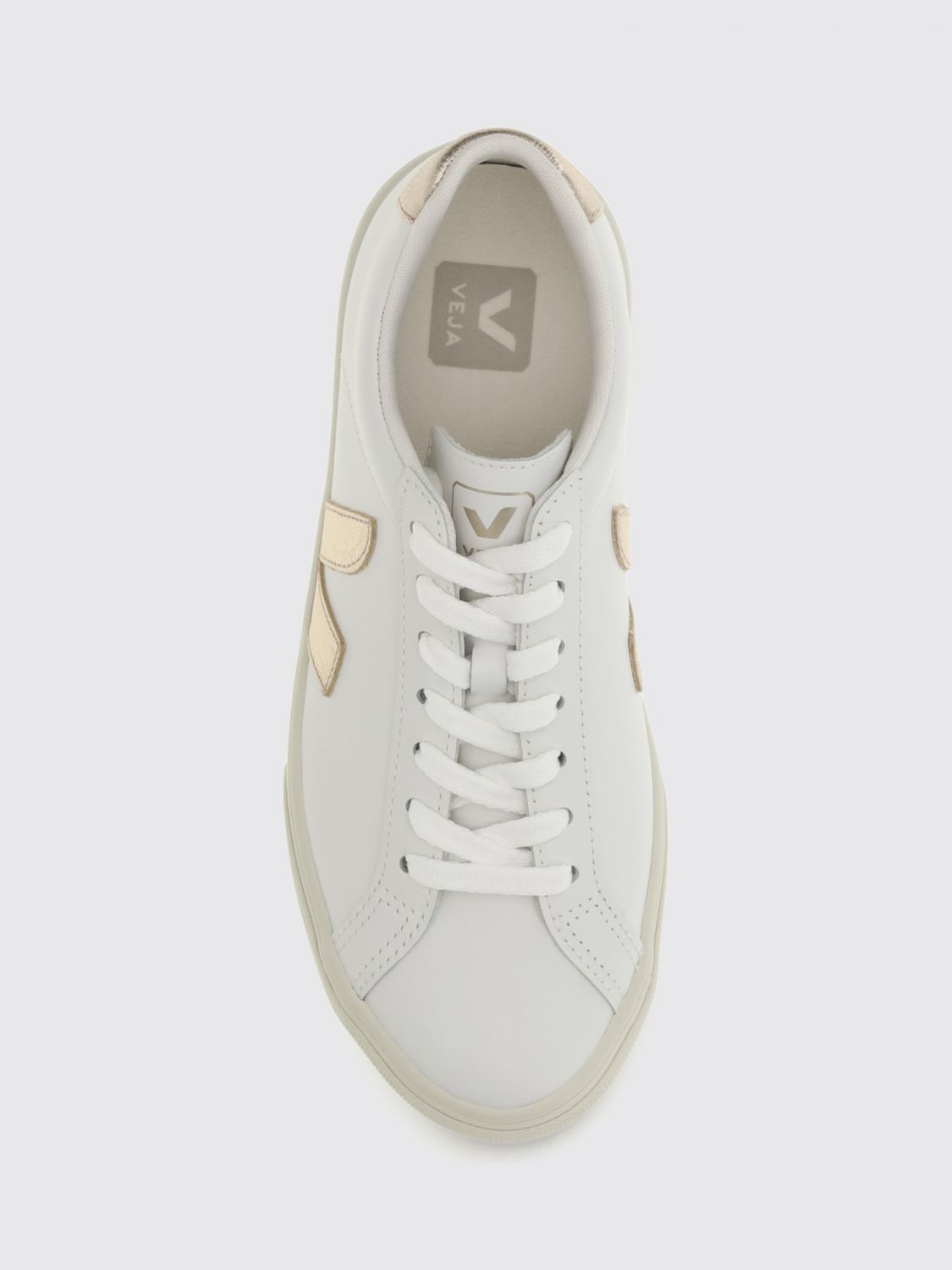 VEJA BASKETS: Baskets Esplar Veja en cuir durable avec logo latéral contrastant et semelle en caoutchouc, Blanc - Img 4