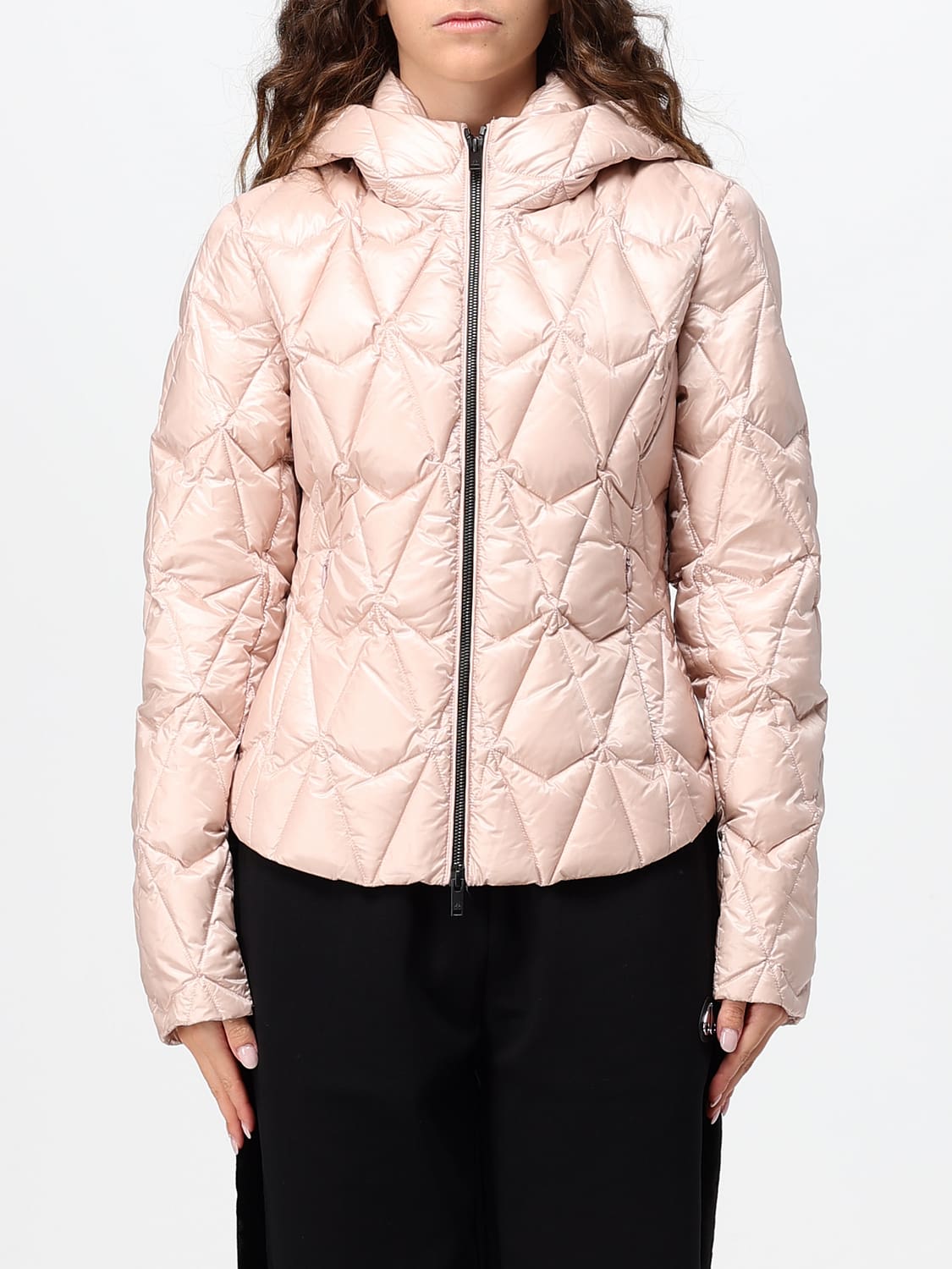 MOOSE KNUCKLES JACKET: Moose Knuckles Cropped Quilted Nylon Hooded Down Jacket, Grey - Img 1