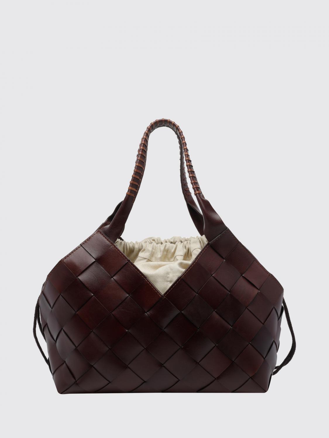 DRAGON DIFFUSION SHOULDER BAG: Dragon Diffusion Woven Leather Tote Bag with Drawstring Closure, Burnt - Img 2