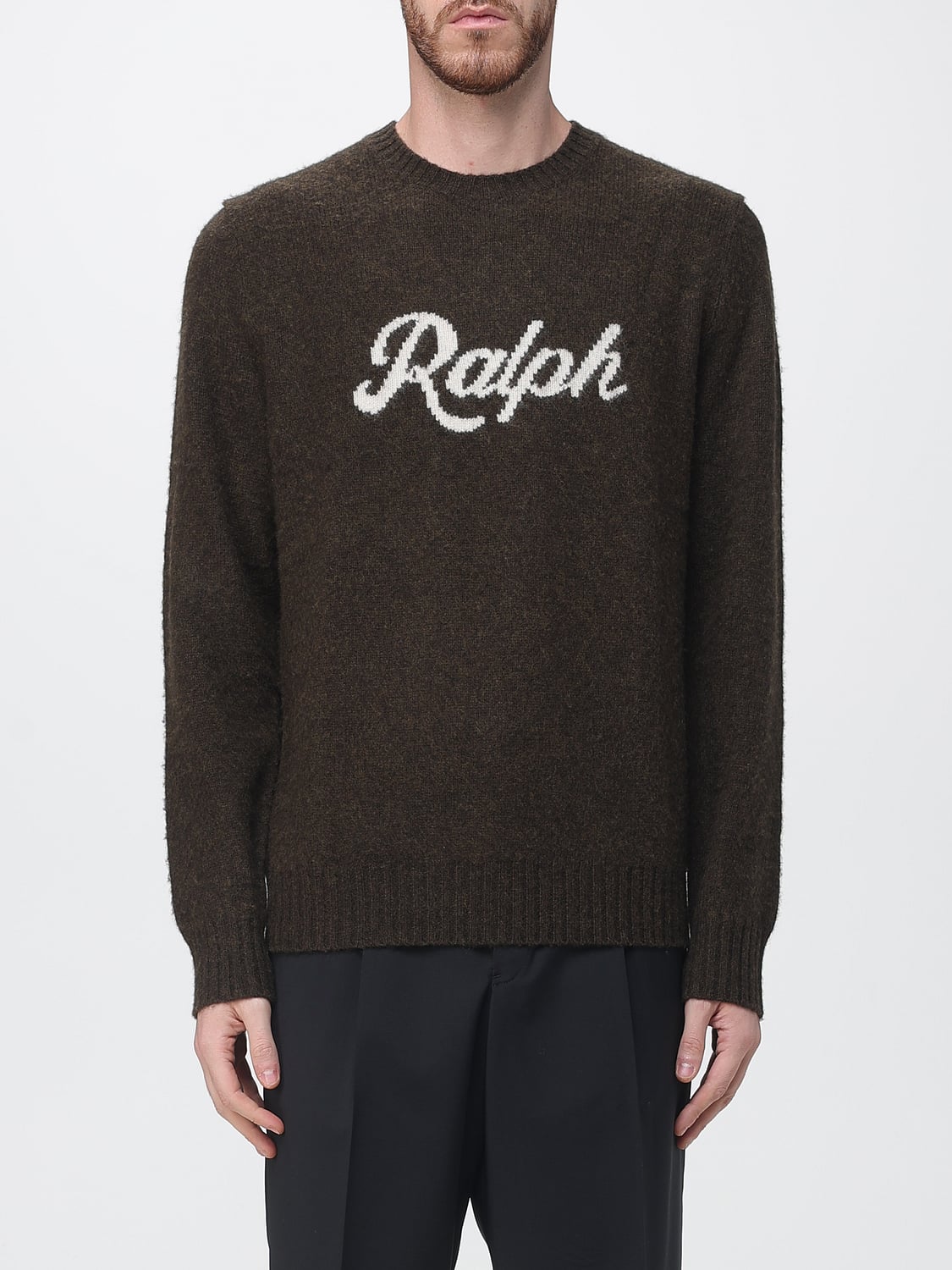 POLO RALPH LAUREN SWEATER: Polo Ralph Lauren Wool and Cashmere Blend Sweater with Jacquard Logo, Brown - Img 1