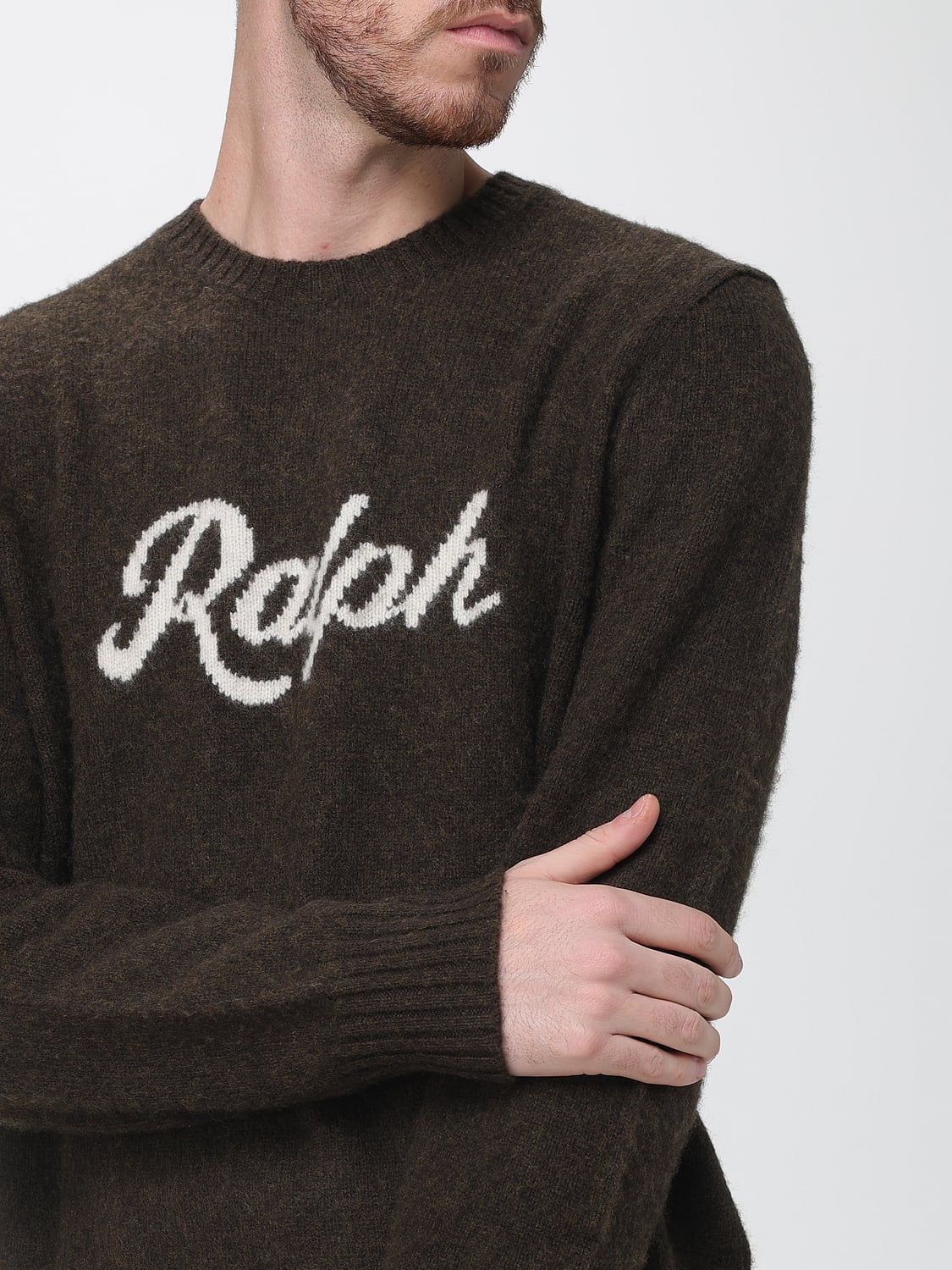 POLO RALPH LAUREN SWEATER: Polo Ralph Lauren Wool and Cashmere Blend Sweater with Jacquard Logo, Brown - Img 3