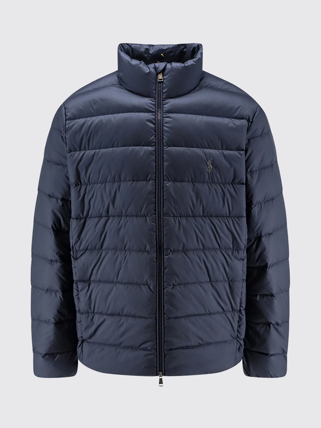 POLO RALPH LAUREN JACKET: Polo Ralph Lauren Quilted Nylon Bomber Jacket with High Neck and Pony Logo, Navy - Img 2