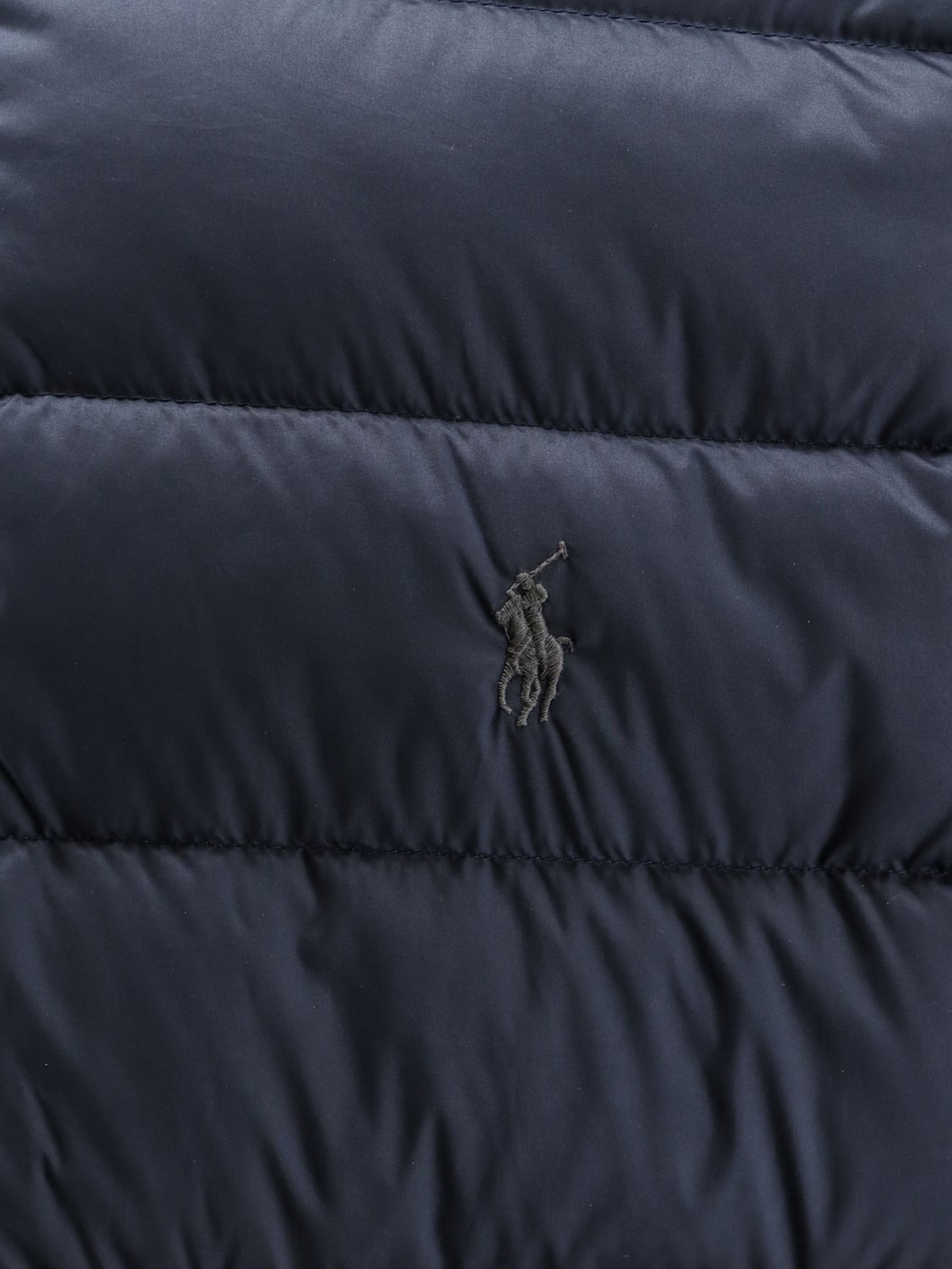 POLO RALPH LAUREN JACKET: Polo Ralph Lauren Quilted Nylon Bomber Jacket with High Neck and Pony Logo, Navy - Img 4