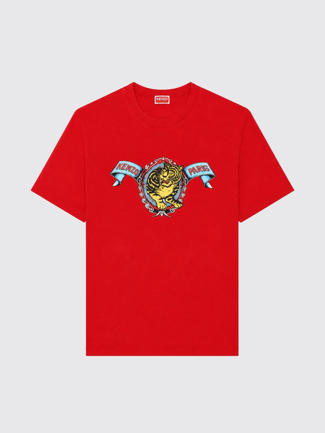 KENZO CAMISETA: Camiseta Kenzo de algodón de manga corta con estampado gráfico y logo, Rojo - Img 2
