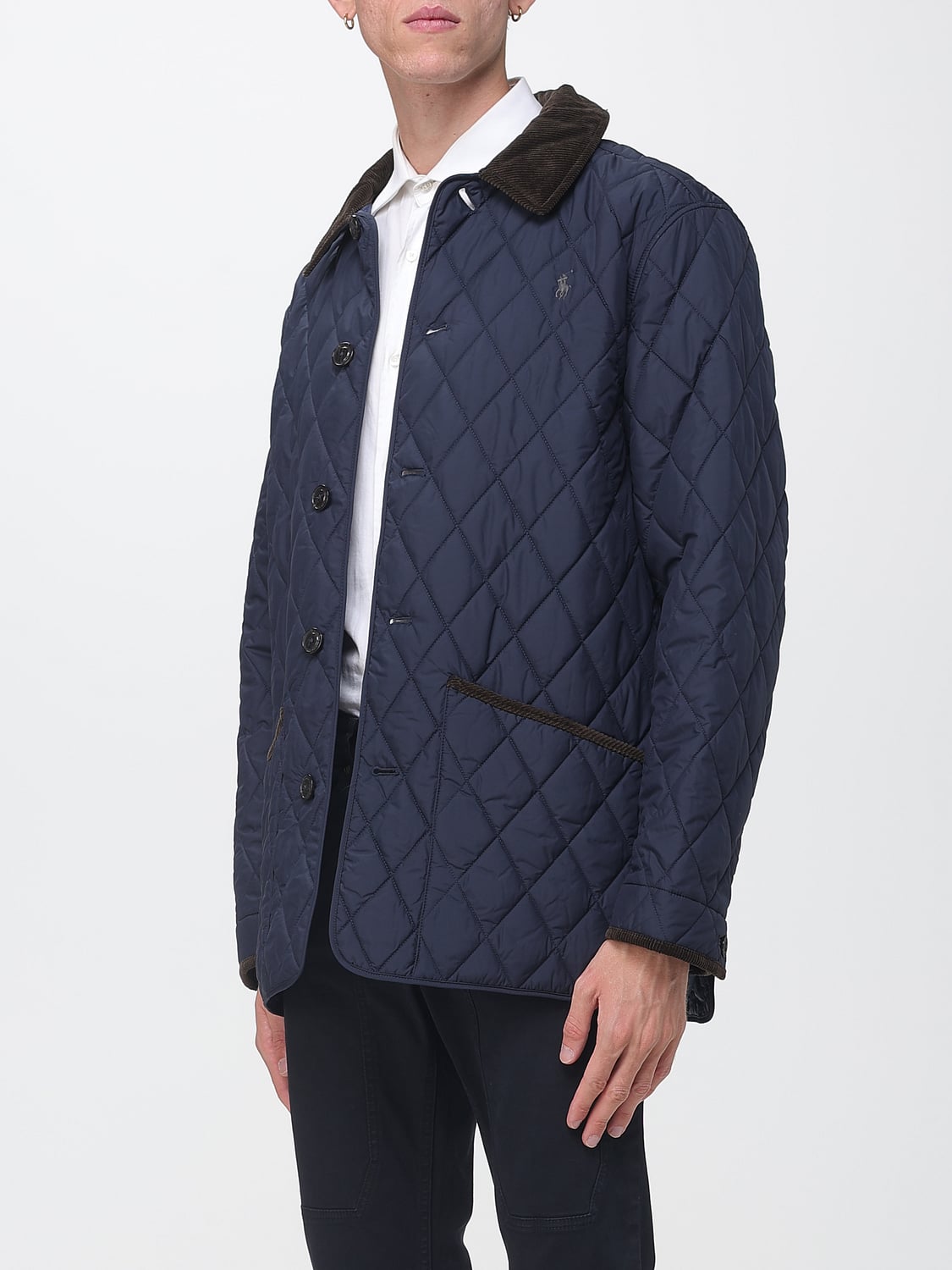 POLO RALPH LAUREN JACKET: Polo Ralph Lauren Polyester Shirt Jacket with Velvet Collar, Navy - Img 3