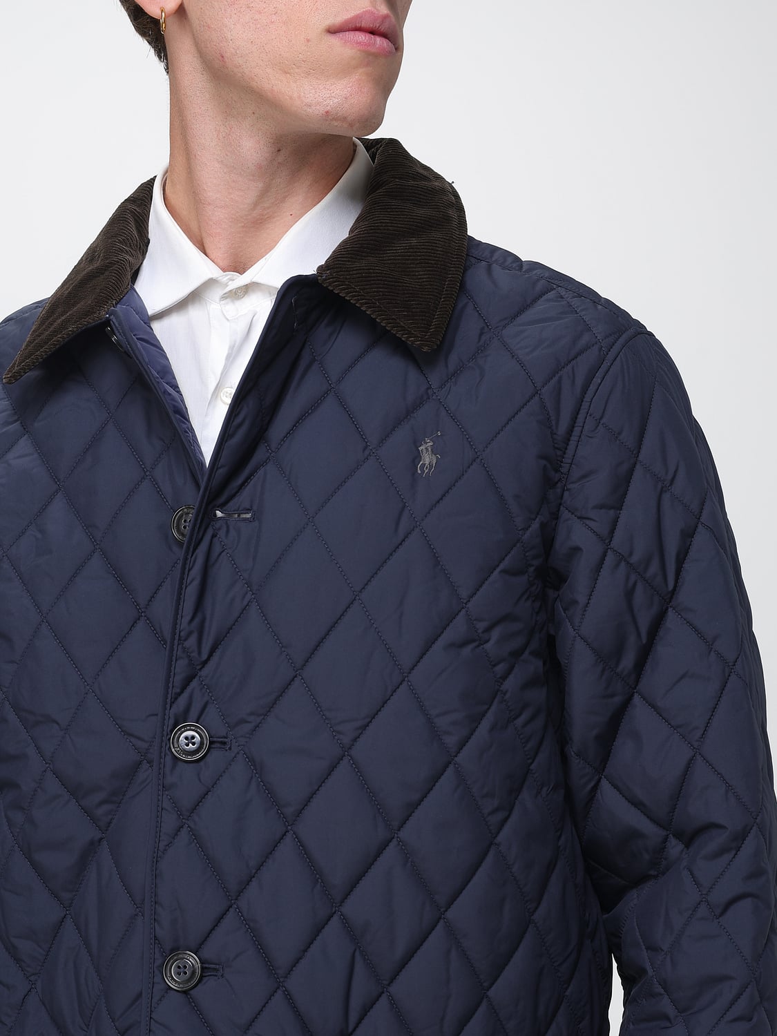 POLO RALPH LAUREN JACKET: Polo Ralph Lauren Polyester Shirt Jacket with Velvet Collar, Navy - Img 4