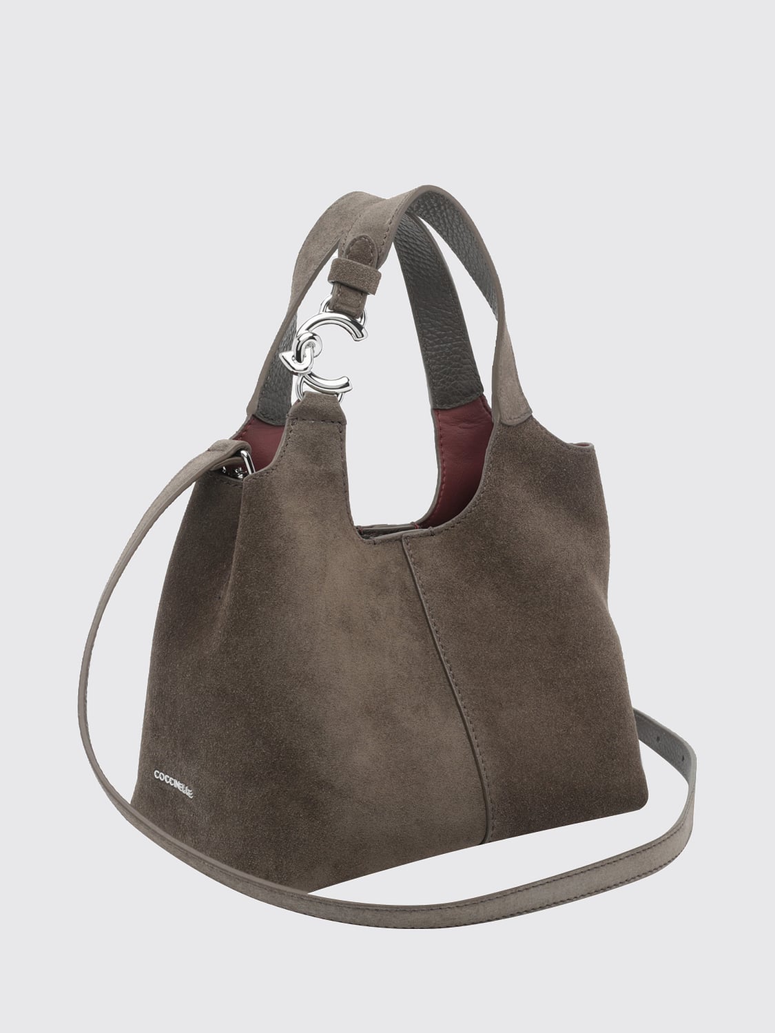 COCCINELLE BORSA MINI: Mini borsa C-Easy Coccinelle in pelle e camoscio con pochette interna estraibile, Beige - Img 3
