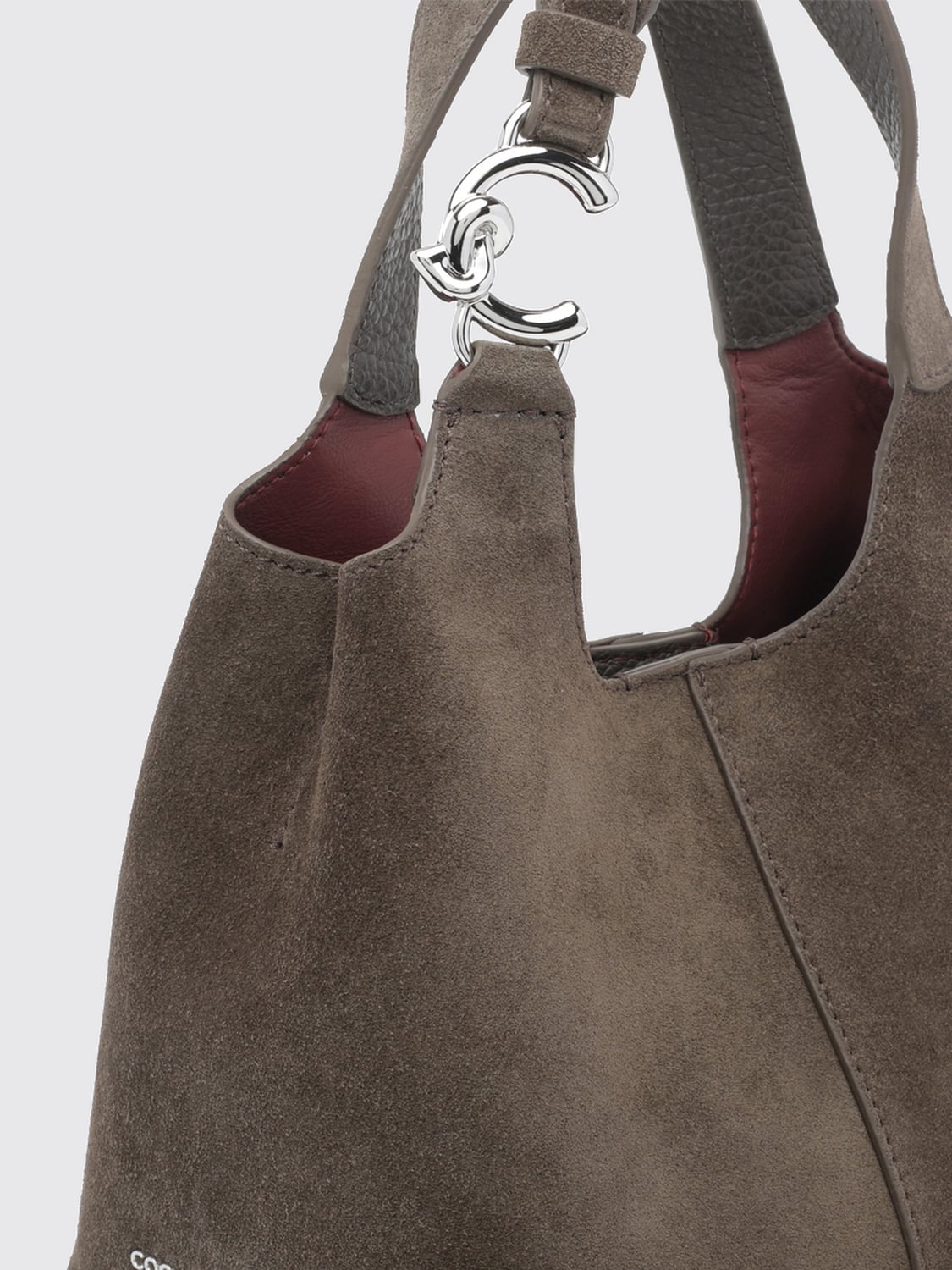 COCCINELLE BORSA MINI: Mini borsa C-Easy Coccinelle in pelle e camoscio con pochette interna estraibile, Beige - Img 4
