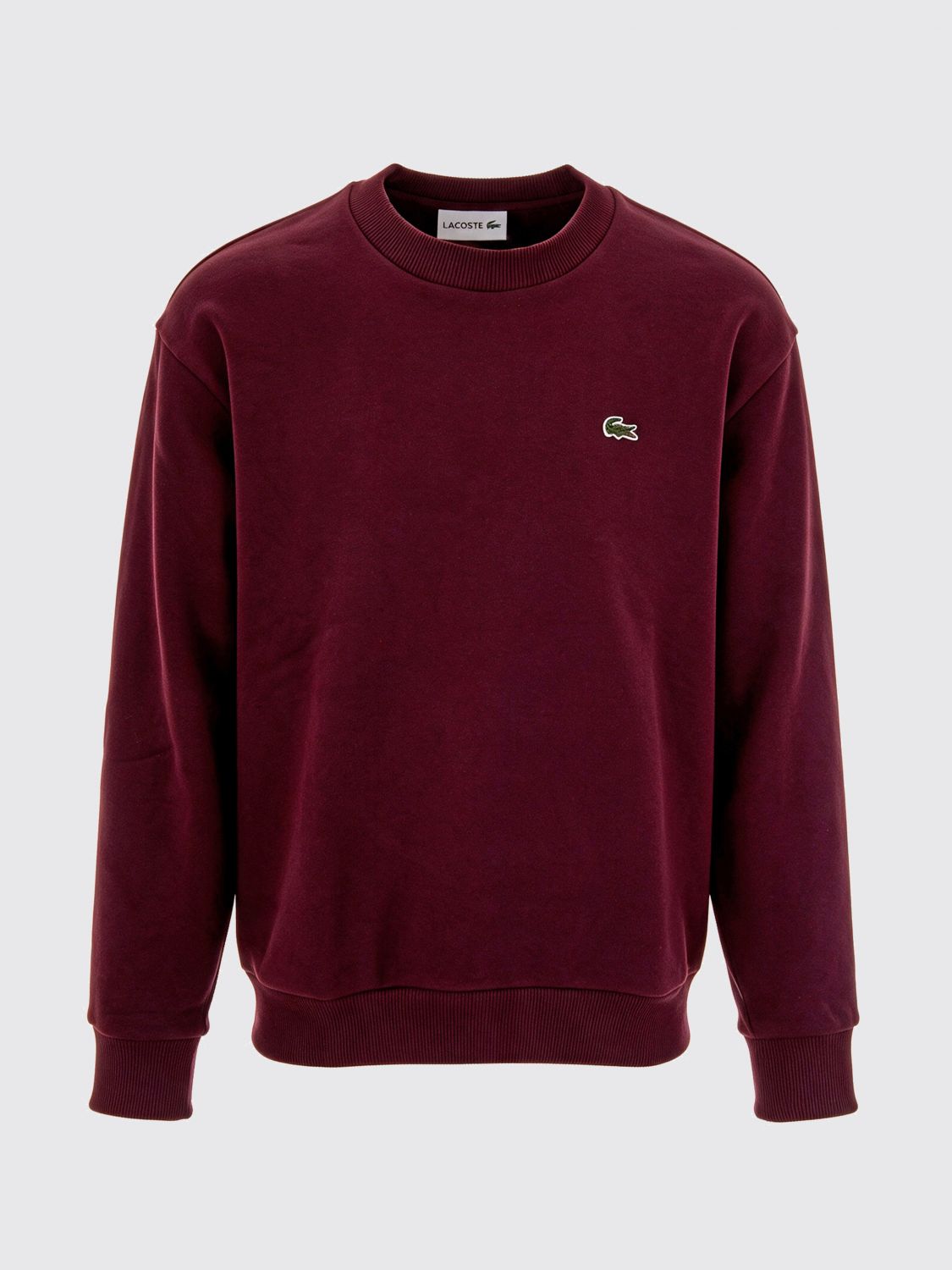 LACOSTE SUDADERA: Sudadera de cuello redondo Lacoste de mezcla de algodón con logo a contraste, Color Vino - Img 2