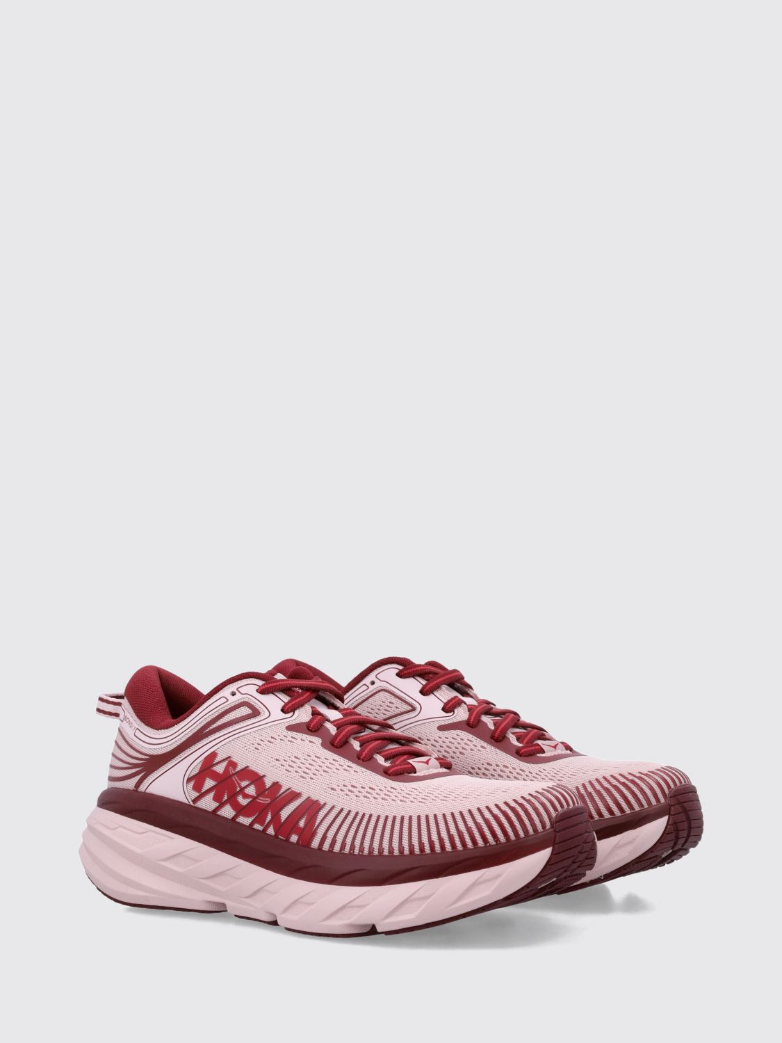 HOKA TRAINERS: Bondi 7 Lightweight Cushioned Technical Fabric Sneakers Hoka, Pink - Img 2