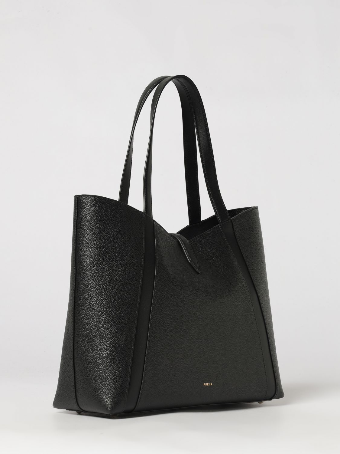FURLA BORSA A SPALLA: Borsa a spalla Goccia Furla grande in pelle a grana con piedini protettivi, Nero - Img 2