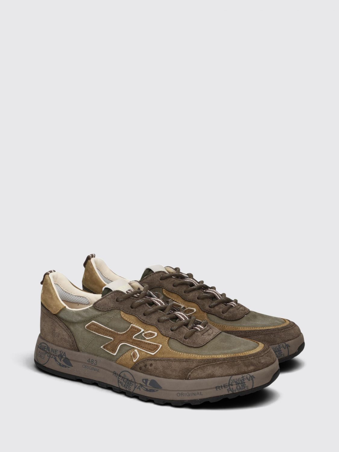 PREMIATA BASKETS: Baskets Nous Premiata en mesh et daim avec semelle à bande de roulement crantée, Vert Militaire - Img 2