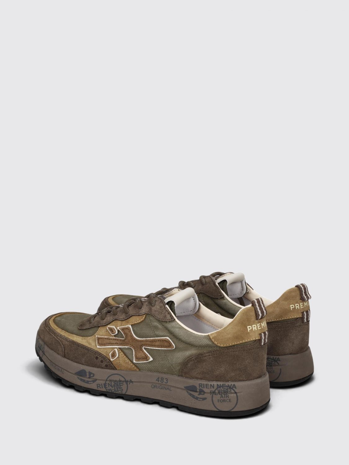 PREMIATA BASKETS: Baskets Nous Premiata en mesh et daim avec semelle à bande de roulement crantée, Vert Militaire - Img 3