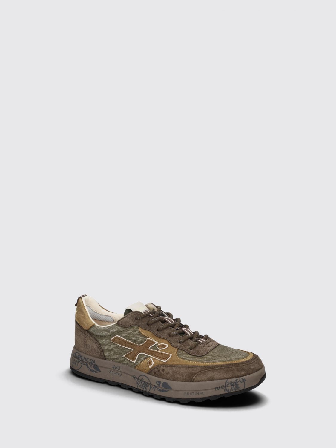 PREMIATA BASKETS: Baskets Nous Premiata en mesh et daim avec semelle à bande de roulement crantée, Vert Militaire - Img 4