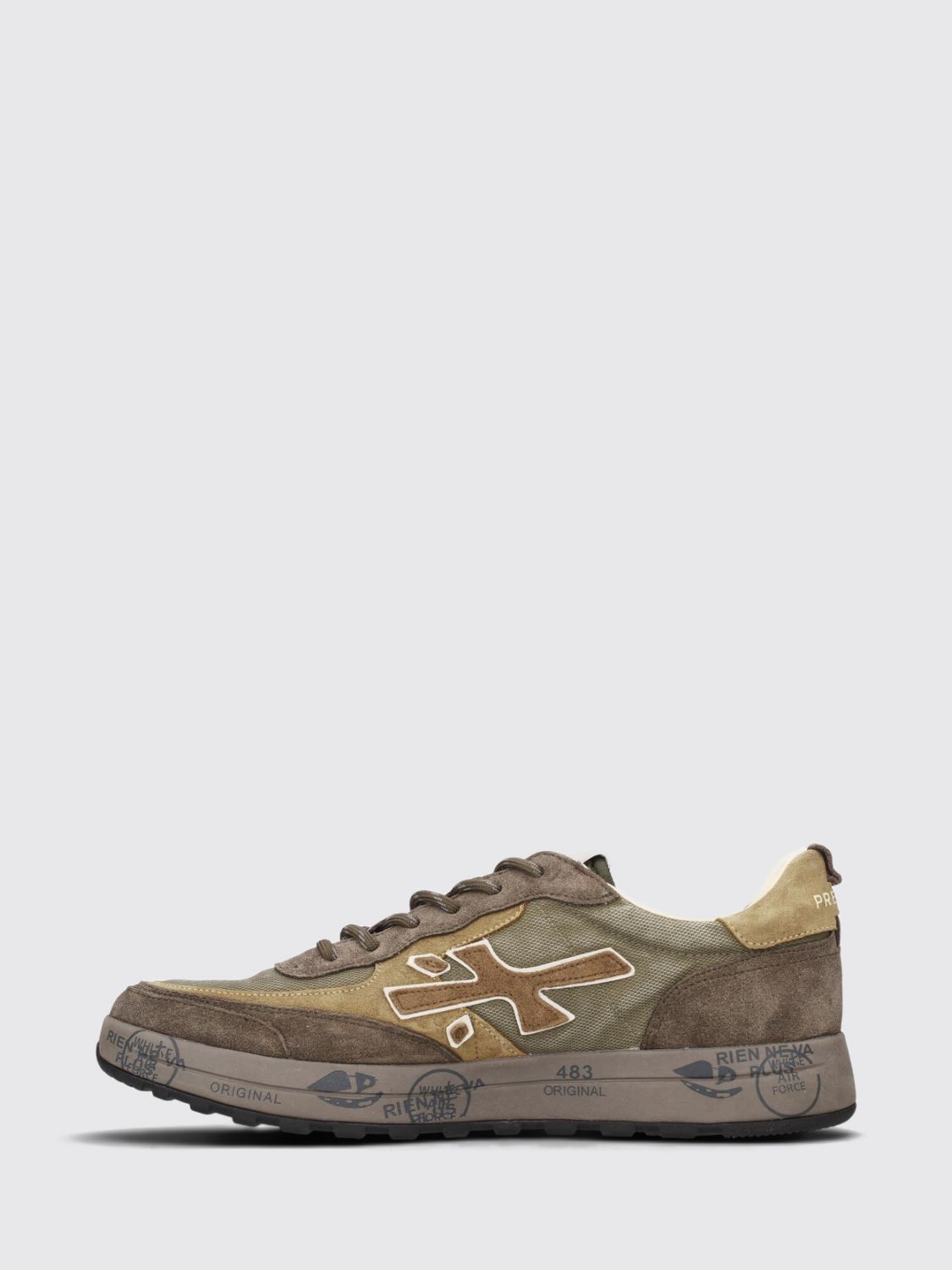 PREMIATA BASKETS: Baskets Nous Premiata en mesh et daim avec semelle à bande de roulement crantée, Vert Militaire - Img 5