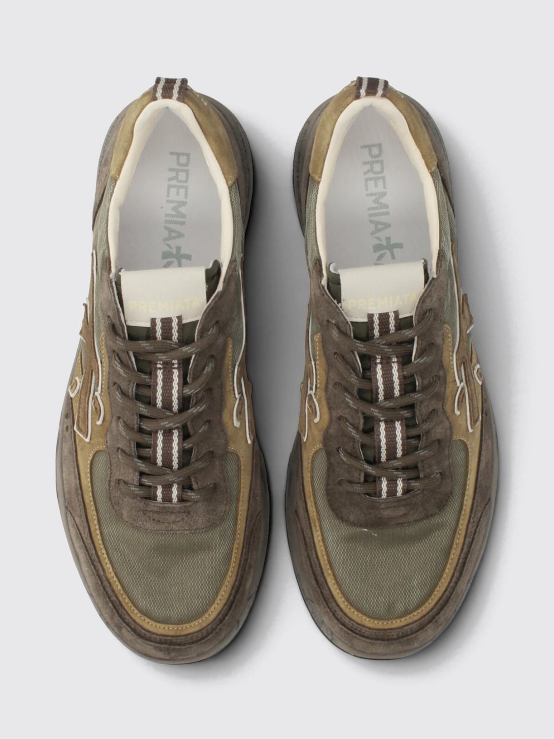 PREMIATA BASKETS: Baskets Nous Premiata en mesh et daim avec semelle à bande de roulement crantée, Vert Militaire - Img 6