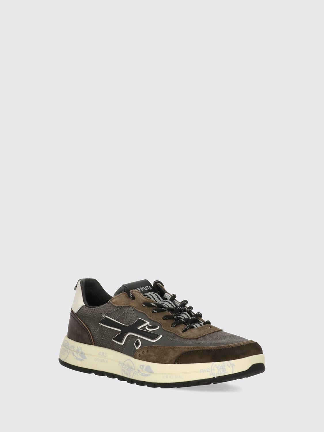 PREMIATA SNEAKERS: Nous Premiata Mesh and Suede Trainers with Serrated Tread Sole, Grey 2 - Img 2