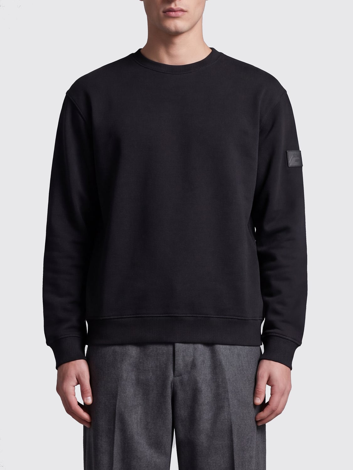 PREMIATA SWEATSHIRT: Premiata Cotton Crew-Neck Sweatshirt with Applied Logo and Ribbed Trims, Black - Img 1