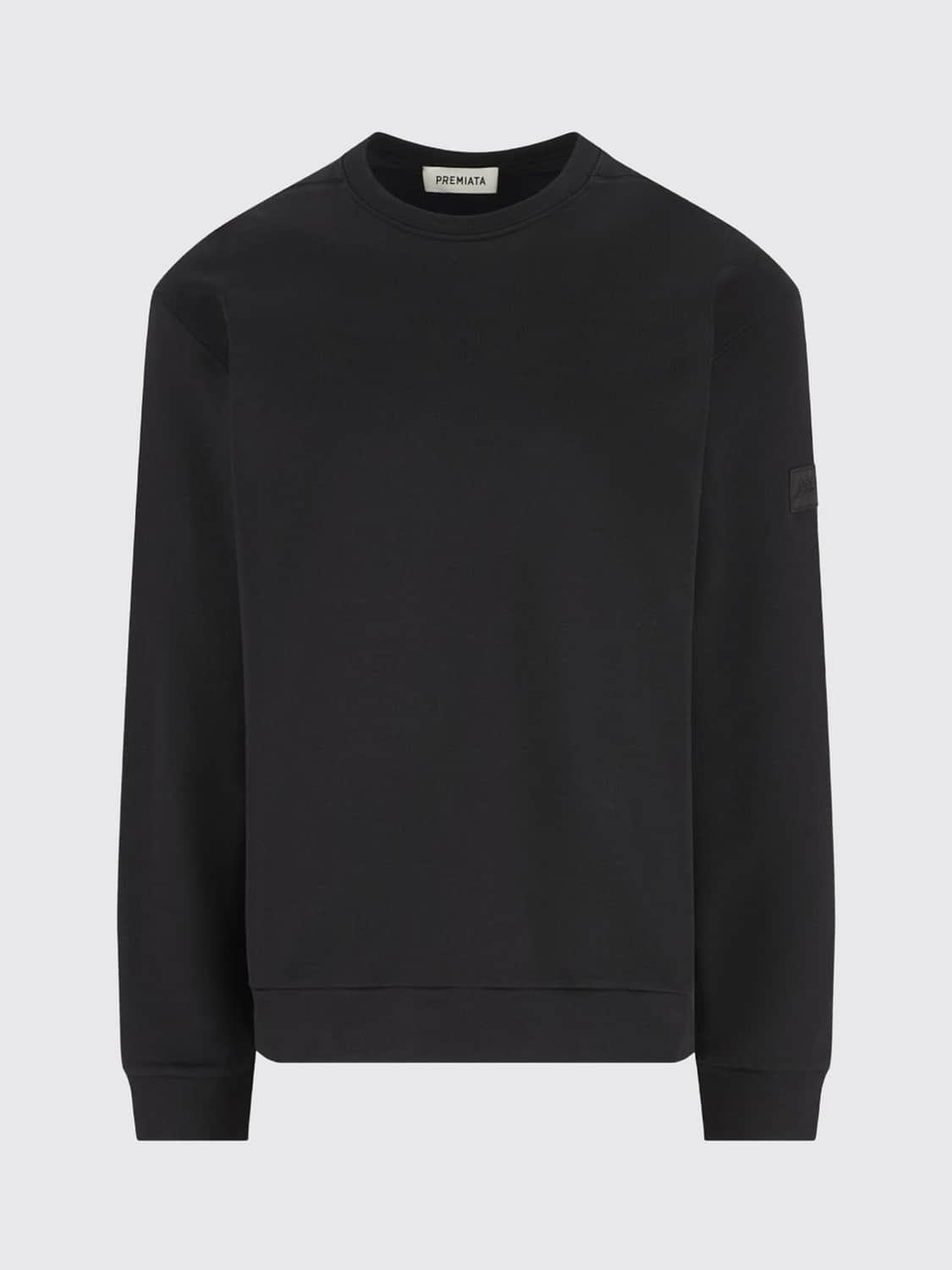 PREMIATA SWEATSHIRT: Premiata Cotton Crew-Neck Sweatshirt with Applied Logo and Ribbed Trims, Black - Img 2