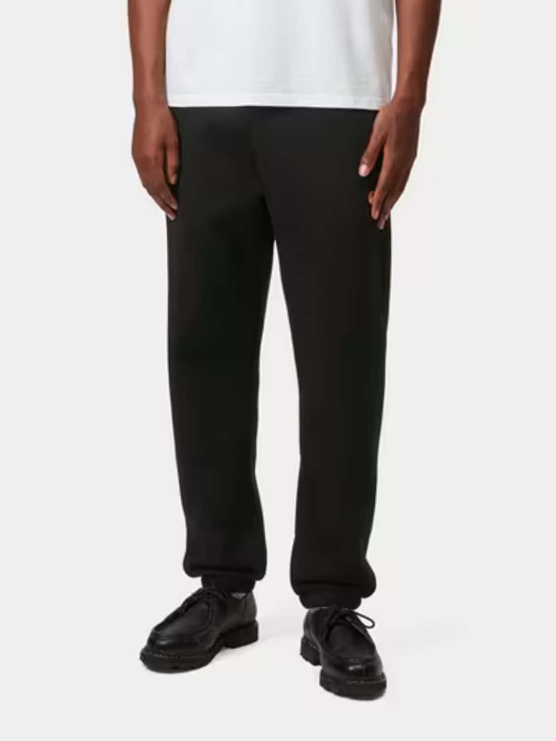 CARHARTT WIP 팬츠: CARHARTT WIP 자수 로고 스트레이트 레그 코튼 저지 조깅 팬츠, 블랙 - Img 1
