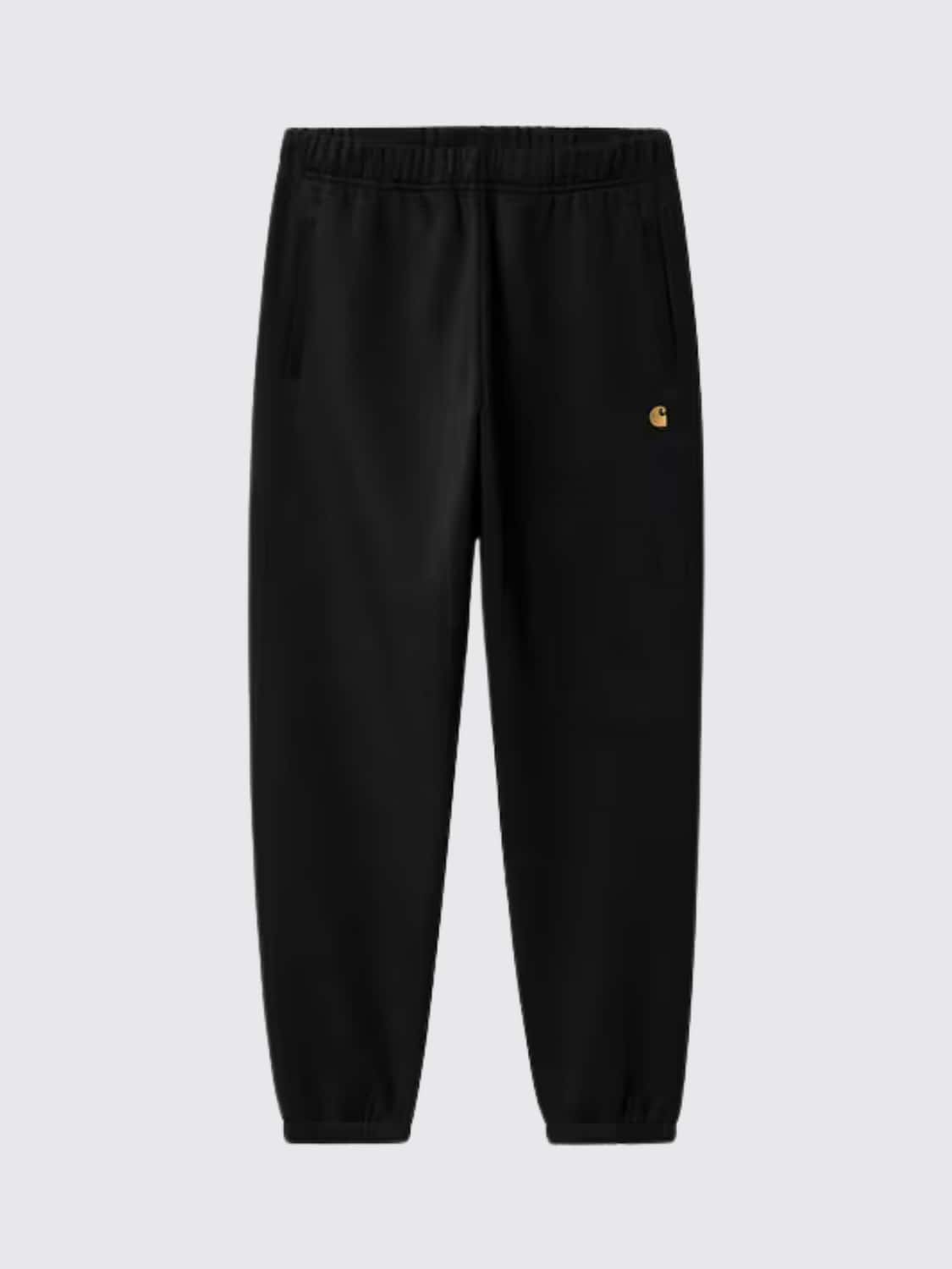 CARHARTT WIP 팬츠: CARHARTT WIP 자수 로고 스트레이트 레그 코튼 저지 조깅 팬츠, 블랙 - Img 3