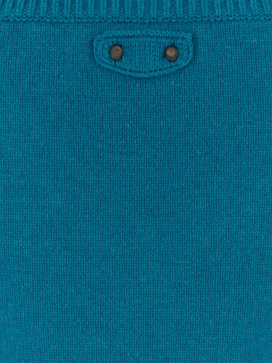 BALENCIAGA PULLOVER: Verkürzter Wollpullover Balenciaga mit V-Ausschnitt und überschnittenen Schultern, Türkis - Img 4