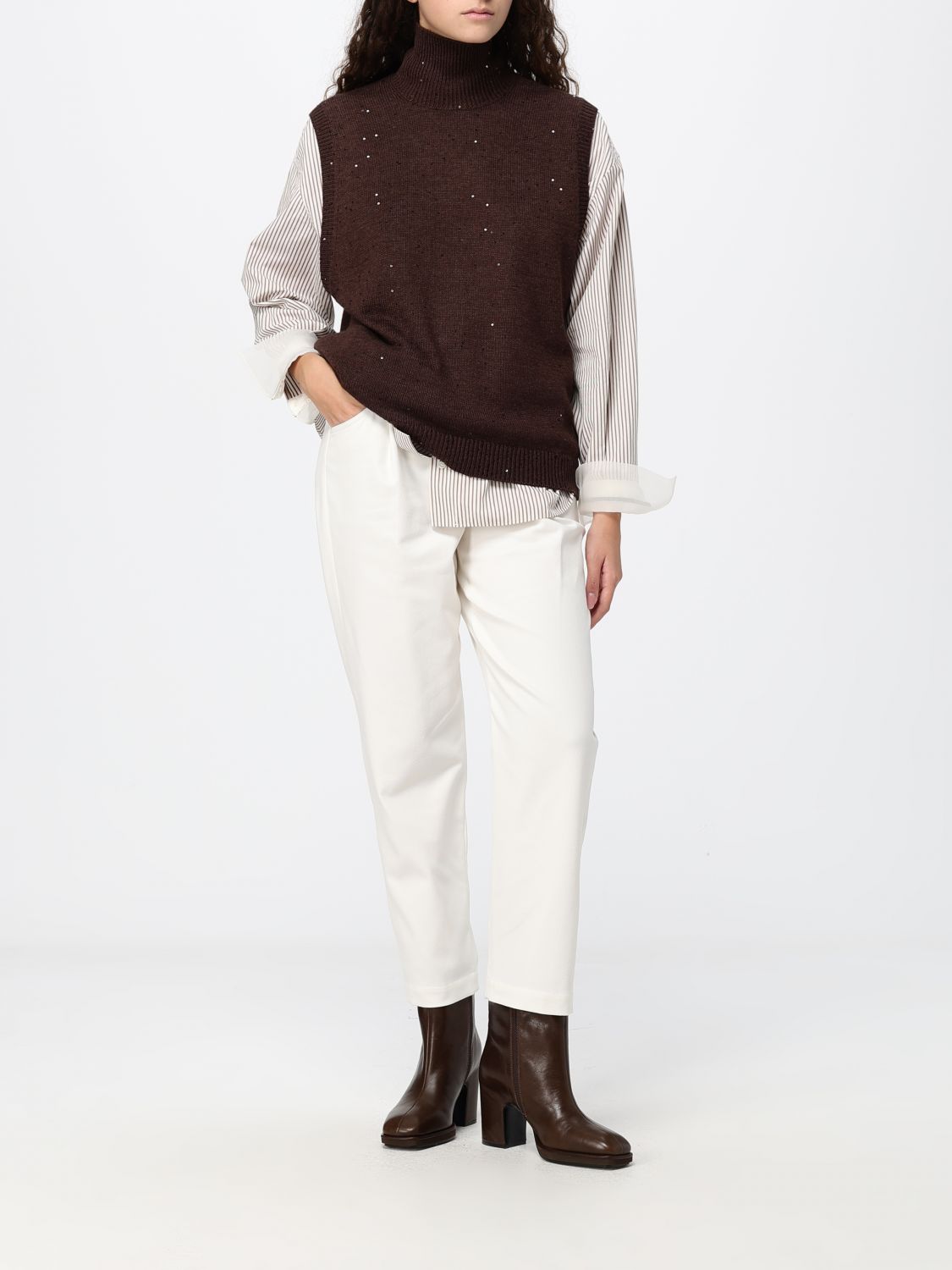 BRUNELLO CUCINELLI JERSEY: Jersey mujer Brunello Cucinelli, Marrón - Img 2