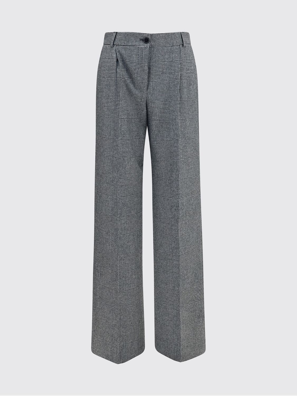DOLCE & GABBANA HOSE: Hoch taillierte Anzughose Dolce & Gabbana aus Wolle mit Prince-of-Wales-Muster, Grau - Img 1