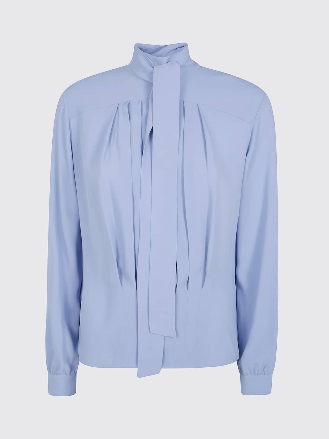 N° 21 TOP: Blusa elegante N° 21 de mezcla de seda con cuello de lazo y manga larga, Azul Oscuro - Img 2