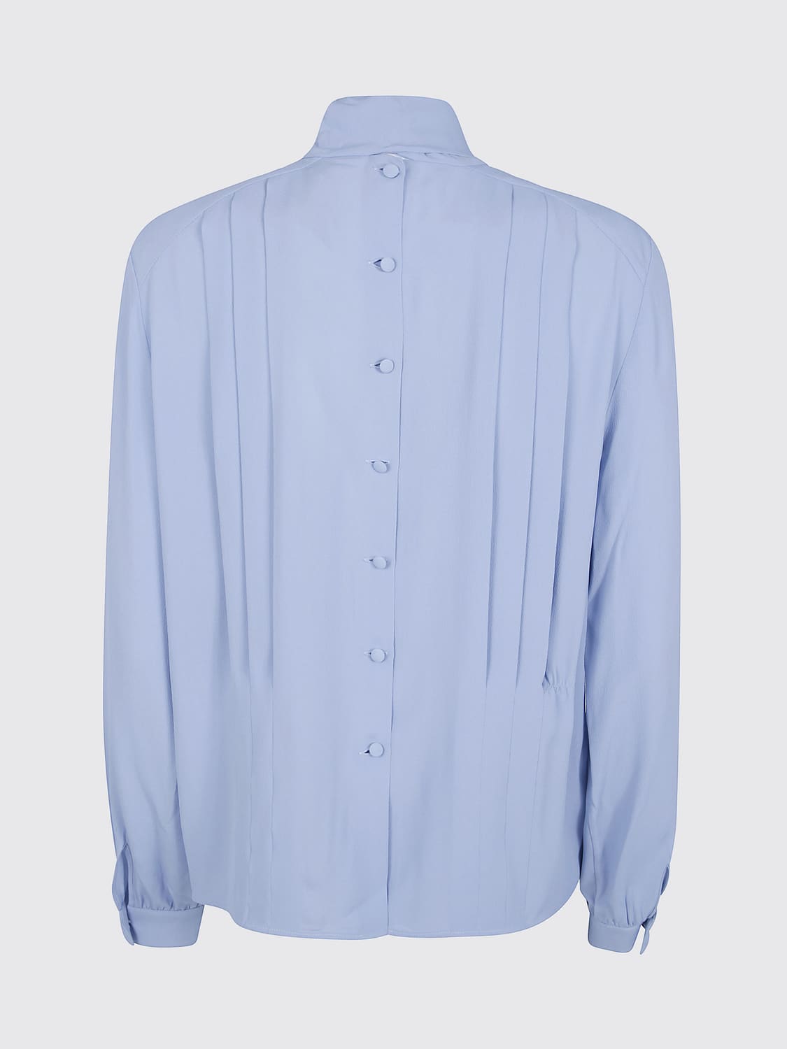 N° 21 TOP: Blusa elegante N° 21 de mezcla de seda con cuello de lazo y manga larga, Azul Oscuro - Img 3