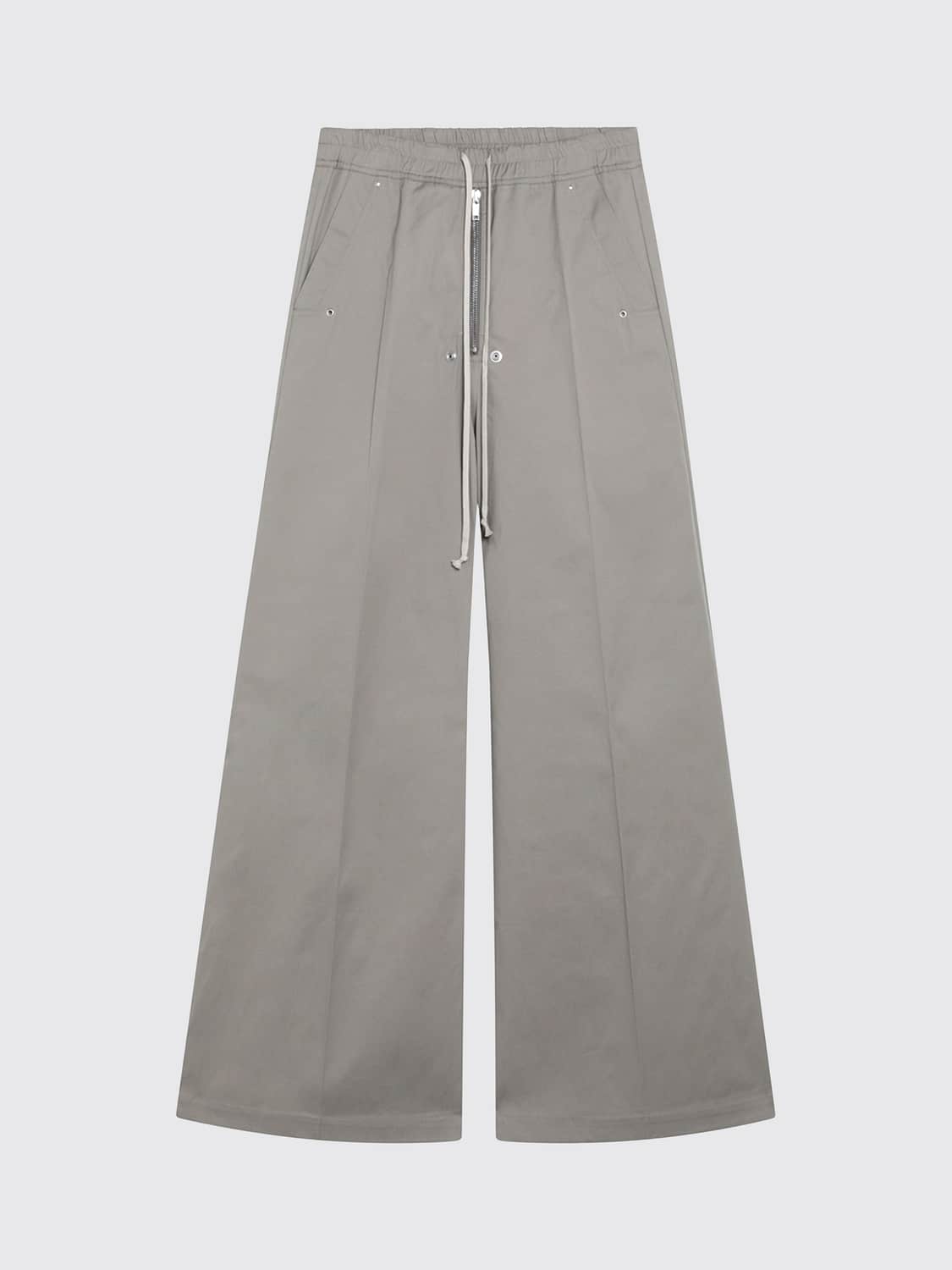 RICK OWENS 팬츠: RICK OWENS 벨라 드로스트링 웨이스트 코튼 와이드 레그 트라우저, 펄 - Img 2